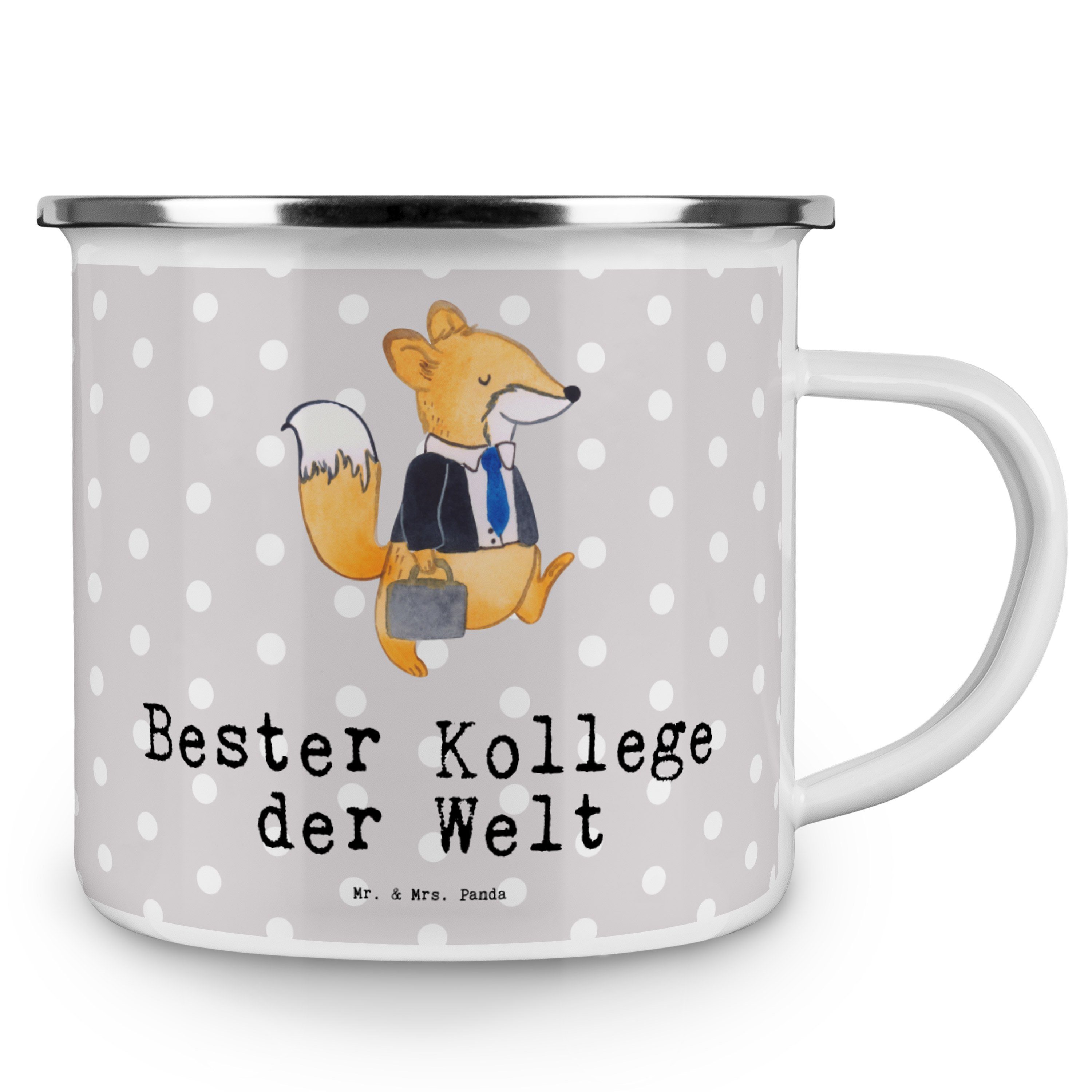 Mr. & Bester Panda - Welt Mrs. Mitarbeiter, der Fuchs Geschenk, Emaille Kollege Becher - Grau Pastell