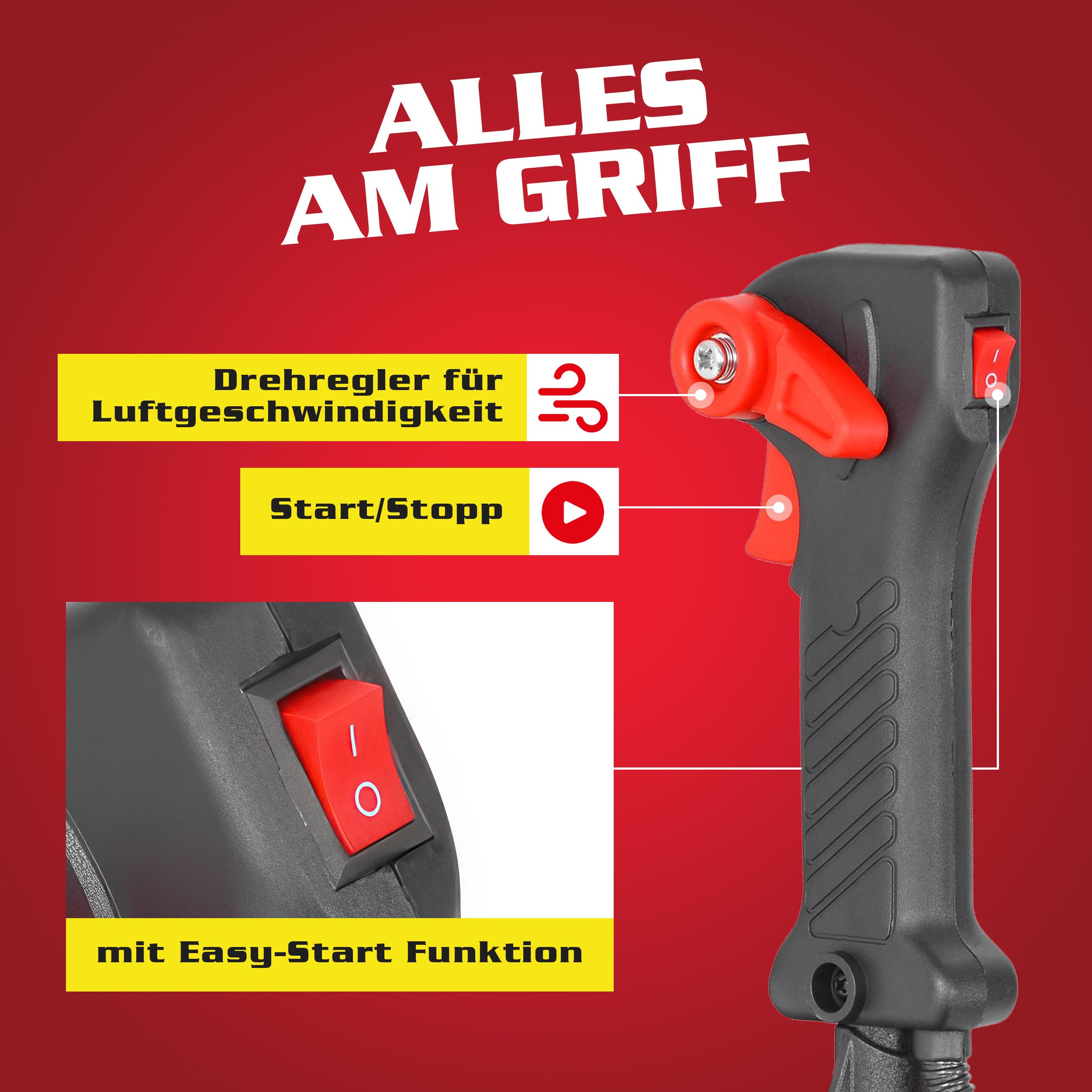 Hecht Benzin-Laubbläser mit Rückentragegurt bis 180 km/h, 1,7PS/1,25kW, 900m³/h, 43 cm³ – Bild 5 von 5