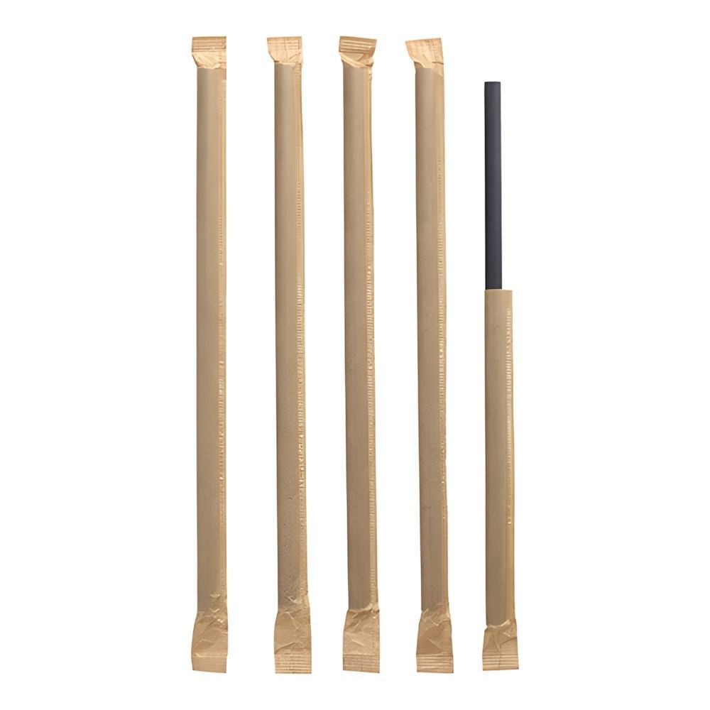PAPSTAR Trinkhalme Shake-Halme Papier Ø 8 mm, 25 cm schwarz einzeln gehüllt 1200 Stk