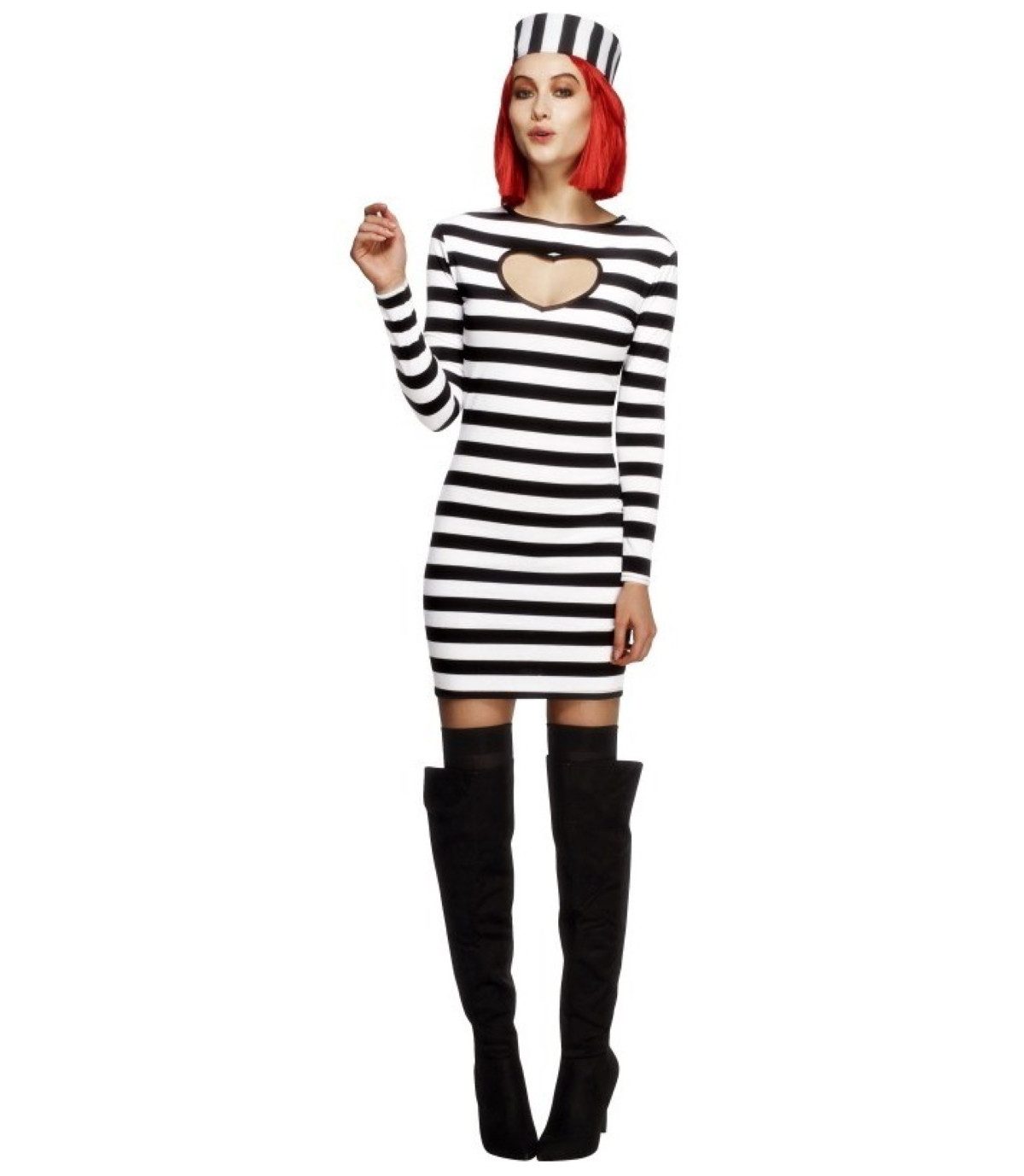 Kostüm Kostüm Lady Sexy Sträfling Kleid m. Kappe Gr.M
