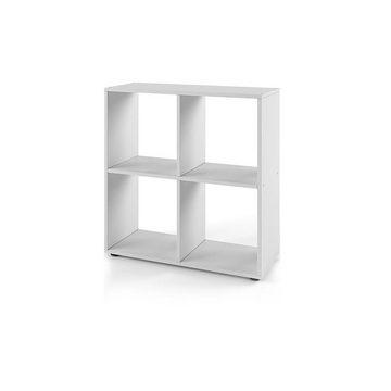 Melko Bücherregal Regalwand Raumtrenner Holzregal in Weiß mit 4 Fächer Bücherschrank Kinderregal, Stück, Melaminbeschichtet