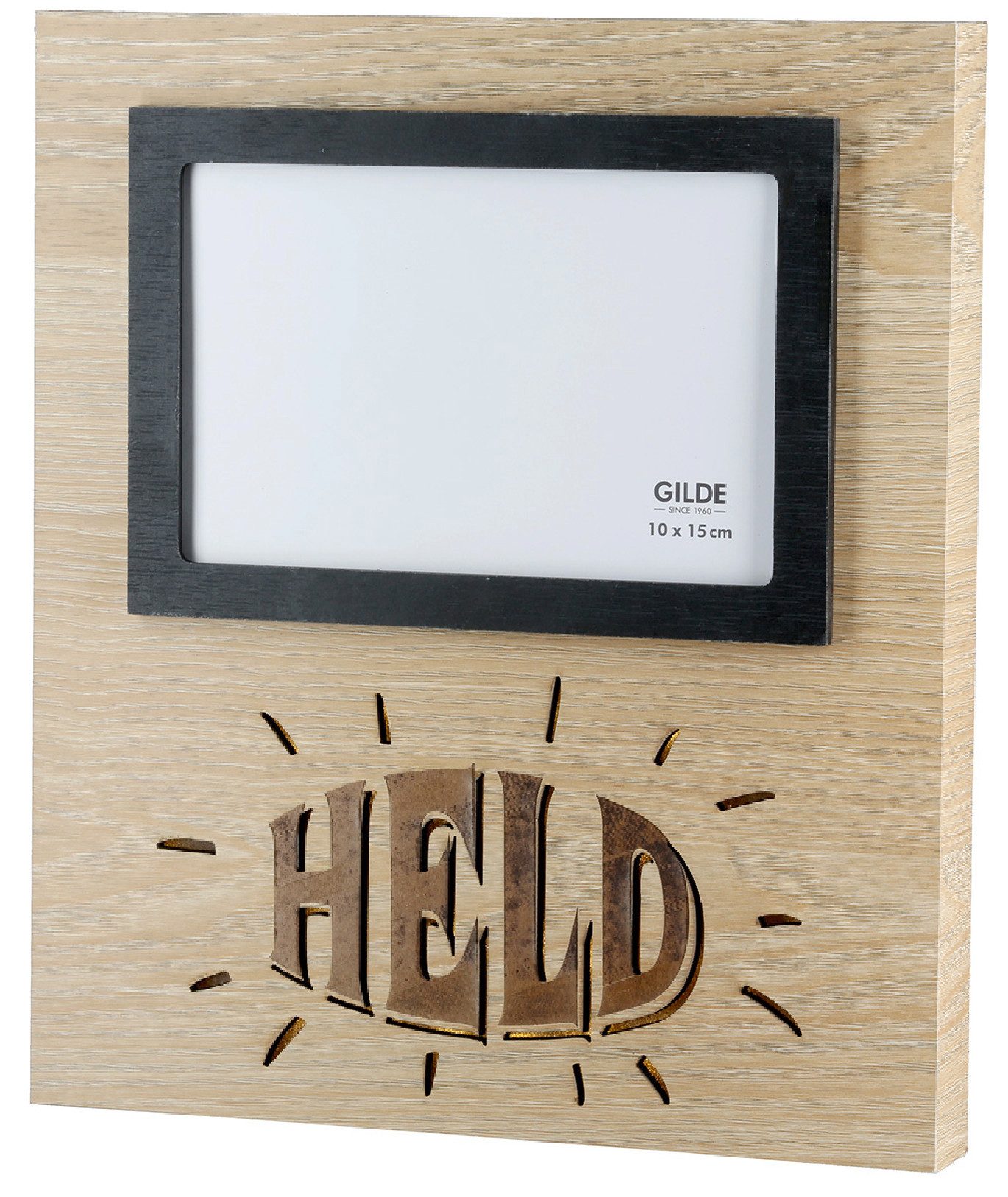 GILDE Bilderrahmen LED-Bilderrahmen aus Holz "Held/Heldin" von Gilde