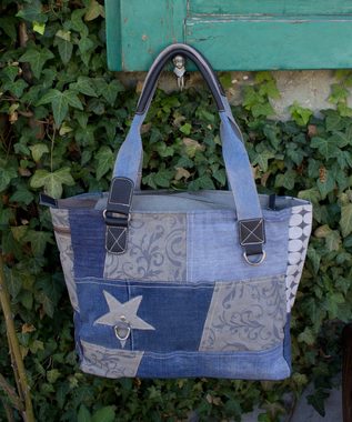 Sunsa Handtasche Nachhaltige Handtasche aus recycelte Jeans/ Canvas. Schultertasche, recycelte Materialien