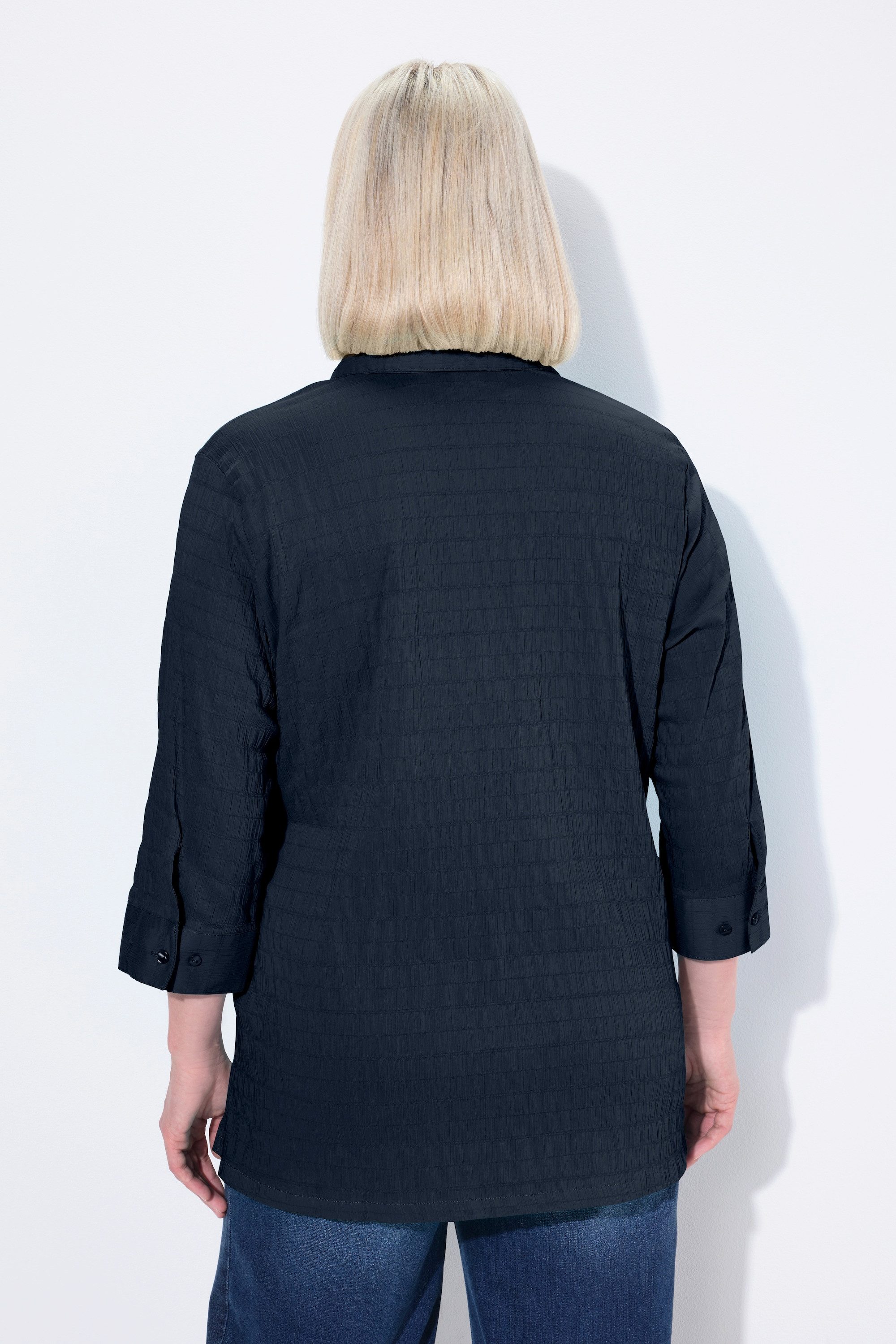 Ulla Popken Hemdbluse Bluse Bubble-Qualität Hemdkragen 3/4-Arm