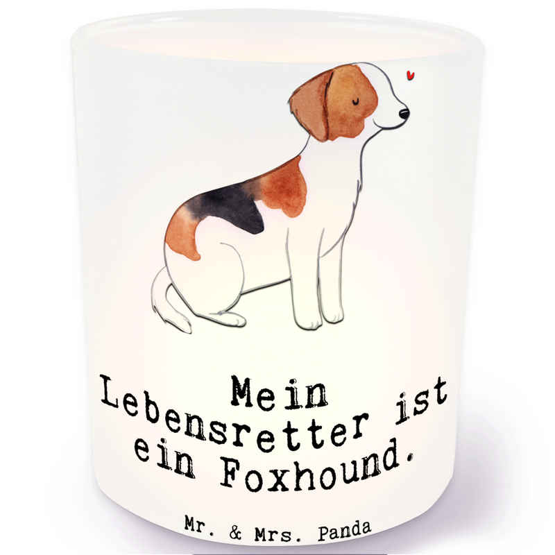 Mr. & Mrs. Panda Windlicht Foxhound Lebensretter - Transparent - Geschenk, Jagdhund, Kerzenlicht (1 St), Hitzebeständig