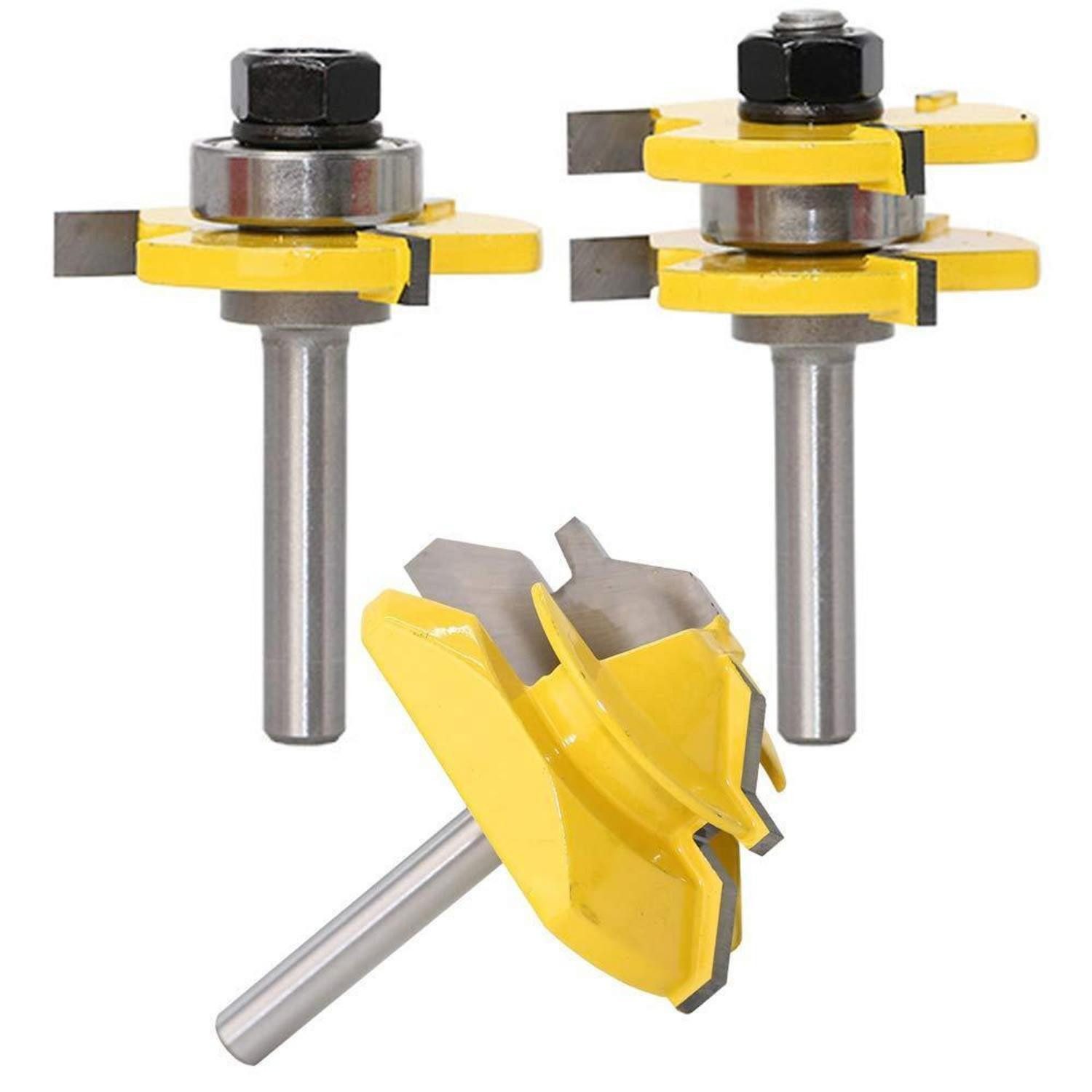 LuxusKollektion Fräser-Set Oberfräserset 3-teilig 8mm Schaft 45 Grad