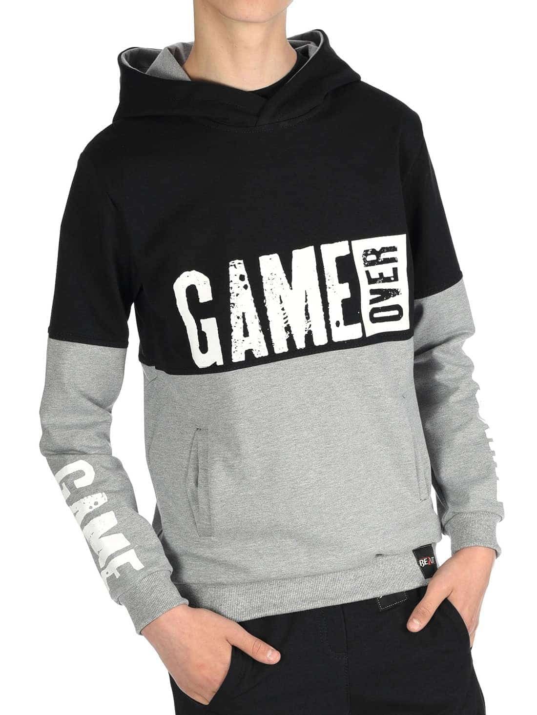 Hoodie Jungen Kapuzen Pullover & GAME OVER Aufdruck