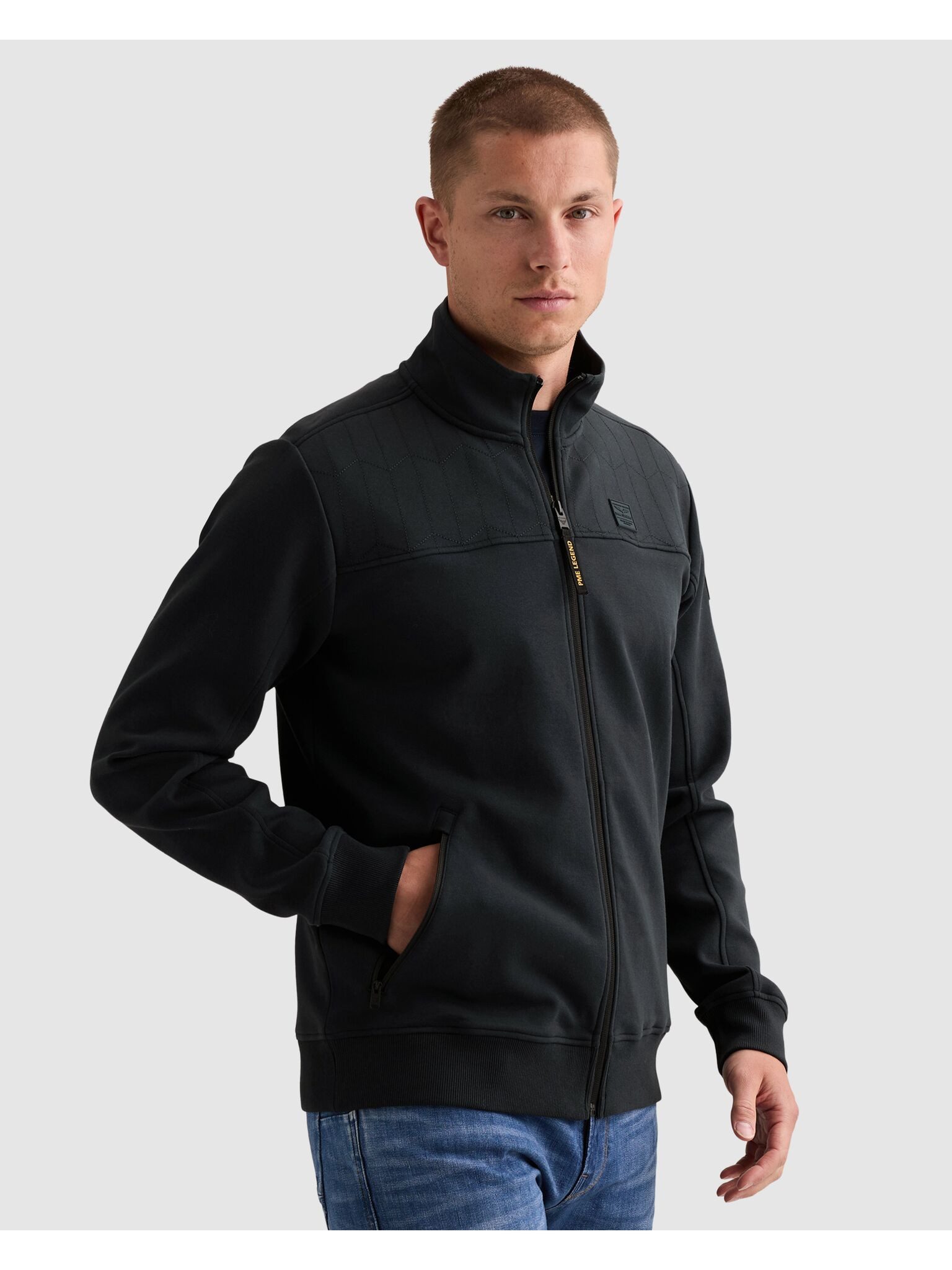 PME LEGEND Sweatjacke Seitliche Reißverschlusstaschen, vordere Passe mit dezenten Ziernähten