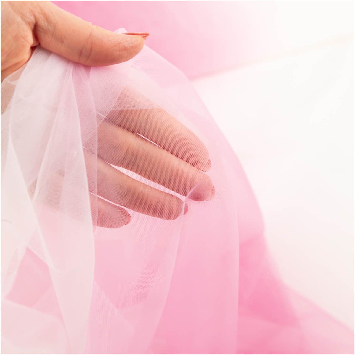 SCHÖNER LEBEN. Stoff Tüllstoff Meterware Soft Tüll Farbverlauf pink weiß 150cm, pflegeleicht