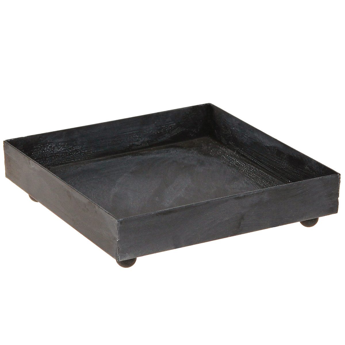 Florists Products Dekotablett Deko Metall Tablett Schwarz Grau Vintage 15×15cm 2er Set, 2 Stück