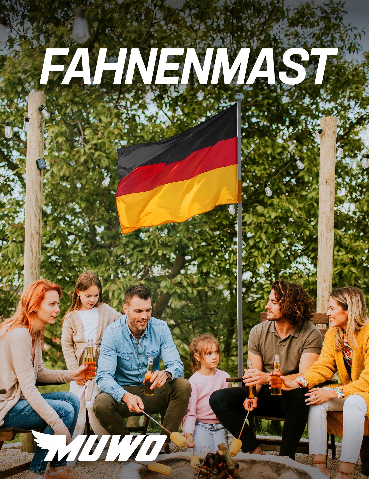 MUWO Slalomstangen-Fahne "Glory" Fahnenmast 6,1 m mit Bodenhülse