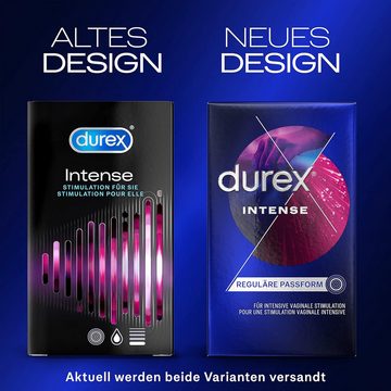 durex Kondome Intense, 10 St., Mit Noppen, Rippen & viel Desirex-Gel für zusätzliche Stimulation, anatomische Easy-On-Form