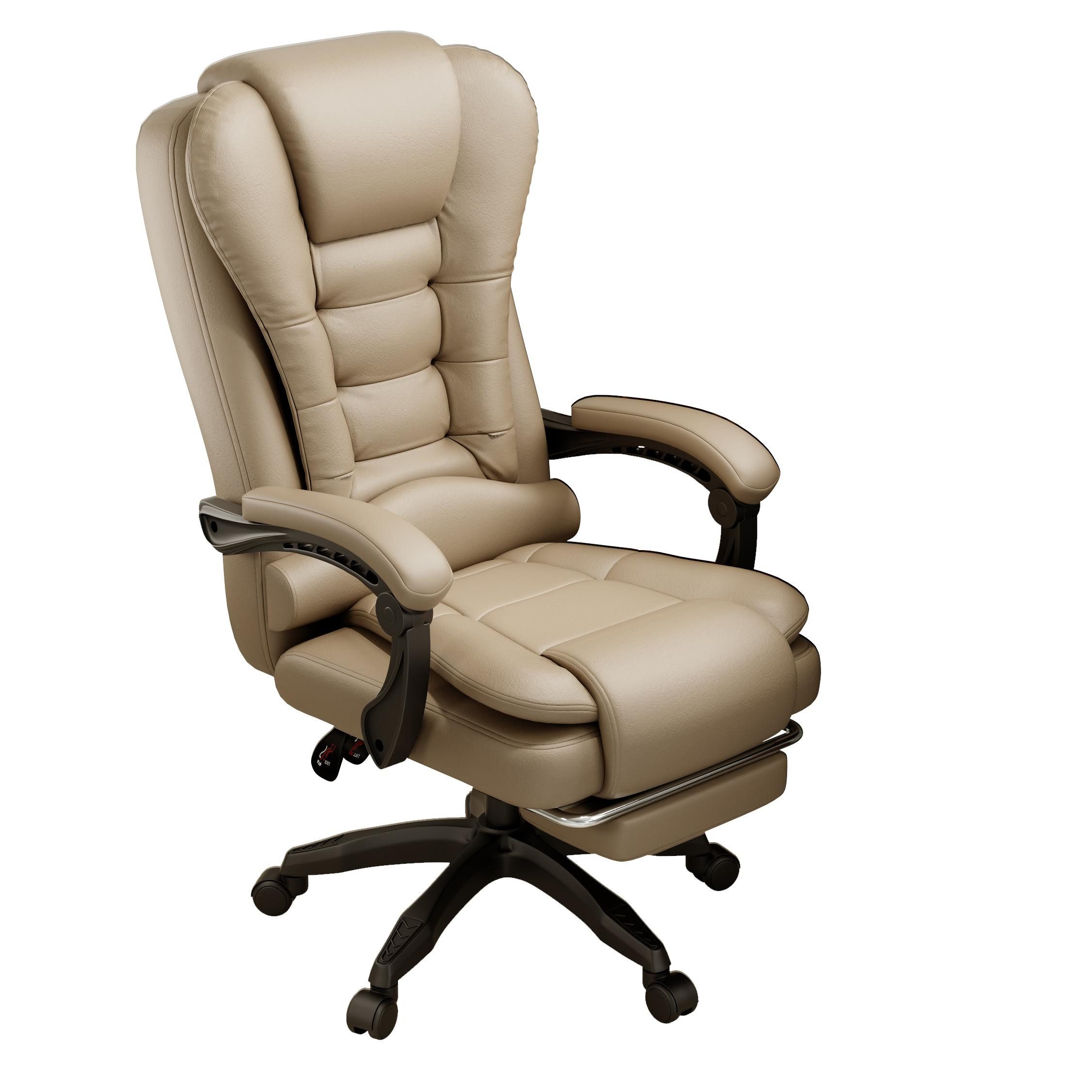 Huracan Schreibtischstuhl Luxus Bürostuhl mit Liegefunktion, 135° Neigung, Ergonomischer Chefsessel, Drehstuhl bis 150 kg Belastbarkeit