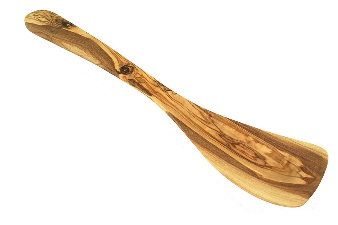 Olivenholz-erleben Pfannenwender ohne Löcher aus Olivenholz – Länge ca. 30 cm, robust & stilvoll, Geschlossene Fläche – ideal zum Wenden von Speisen