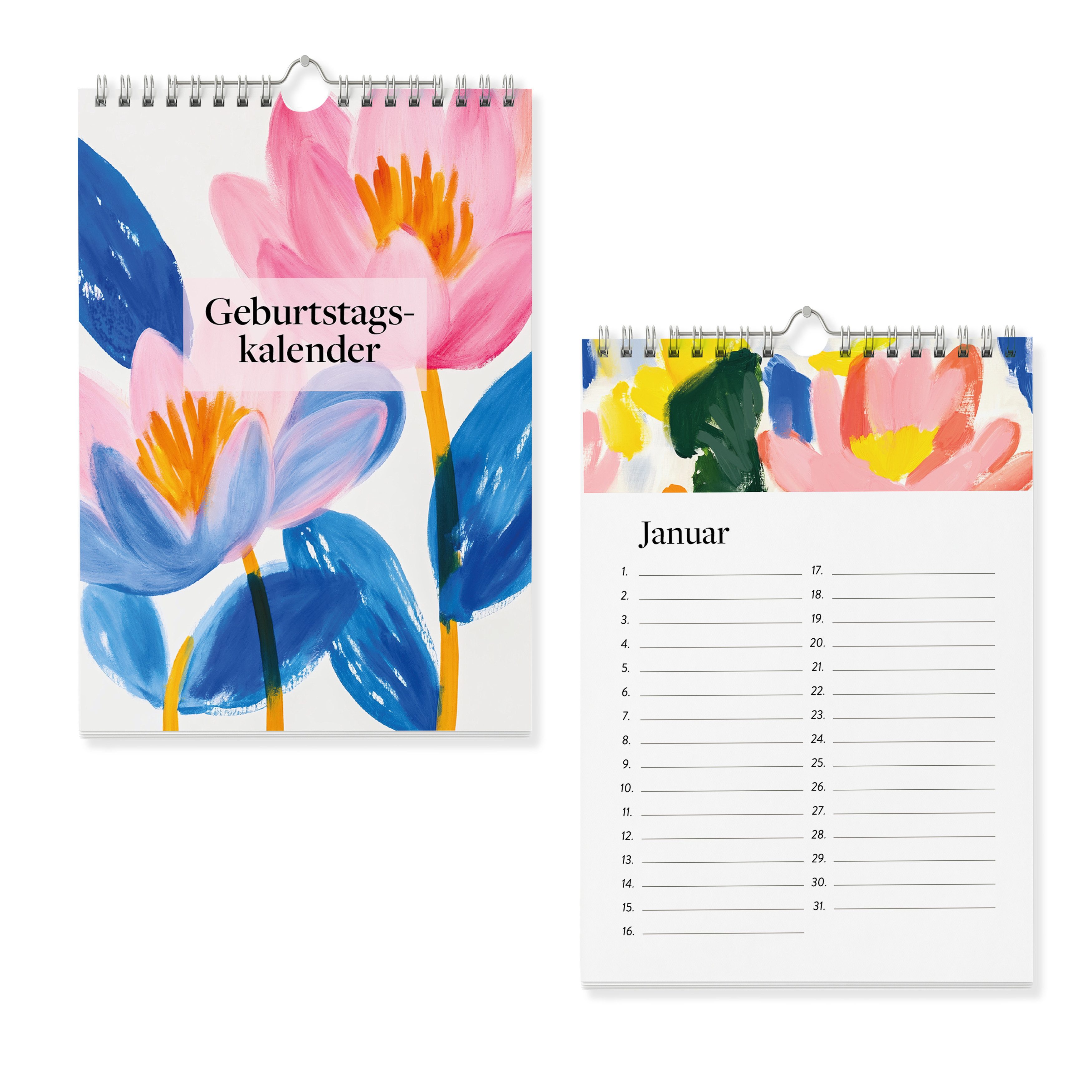 heaven+paper Familienkalender Geburtstagskalender DIN A5 FLORA immerwährend, Hergestellt in Deutschland