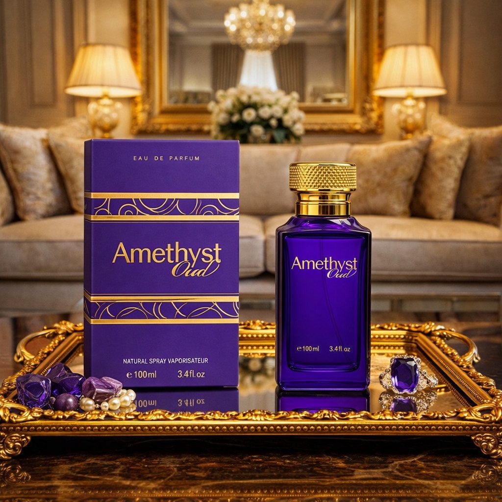 Attar & Co London Eau de Parfum Amethyst Oud Intense, Unisex, Rich Floral & Sweet, 100 ml, 1-tlg., Hergestellt in England, Florale Süße, Rose, Jasmin und Himbeere