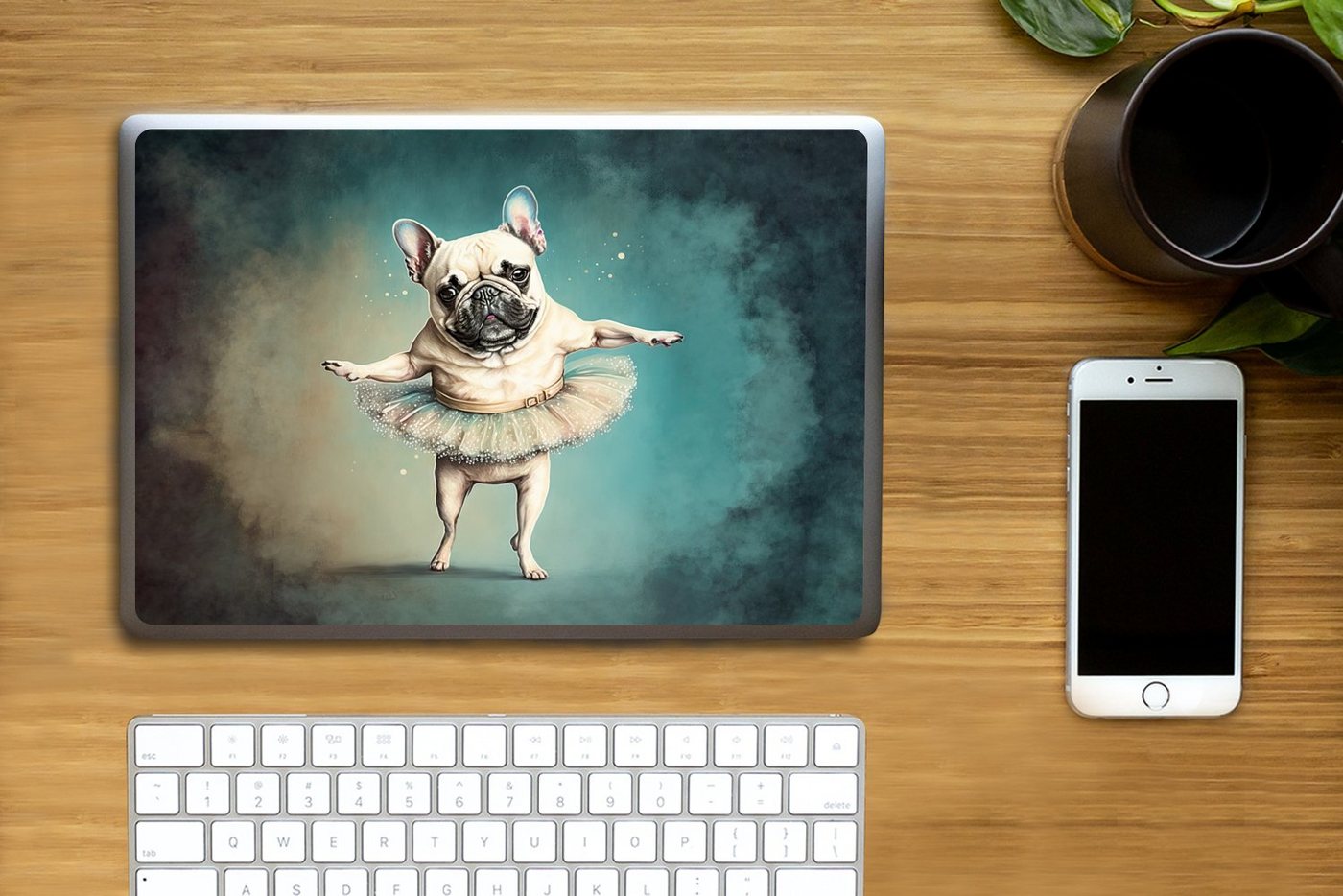 Thumbnail - MuchoWow Laptop-Aufkleber Hund - Tutu - Ballett - Abstrakt - Porträt - Kind