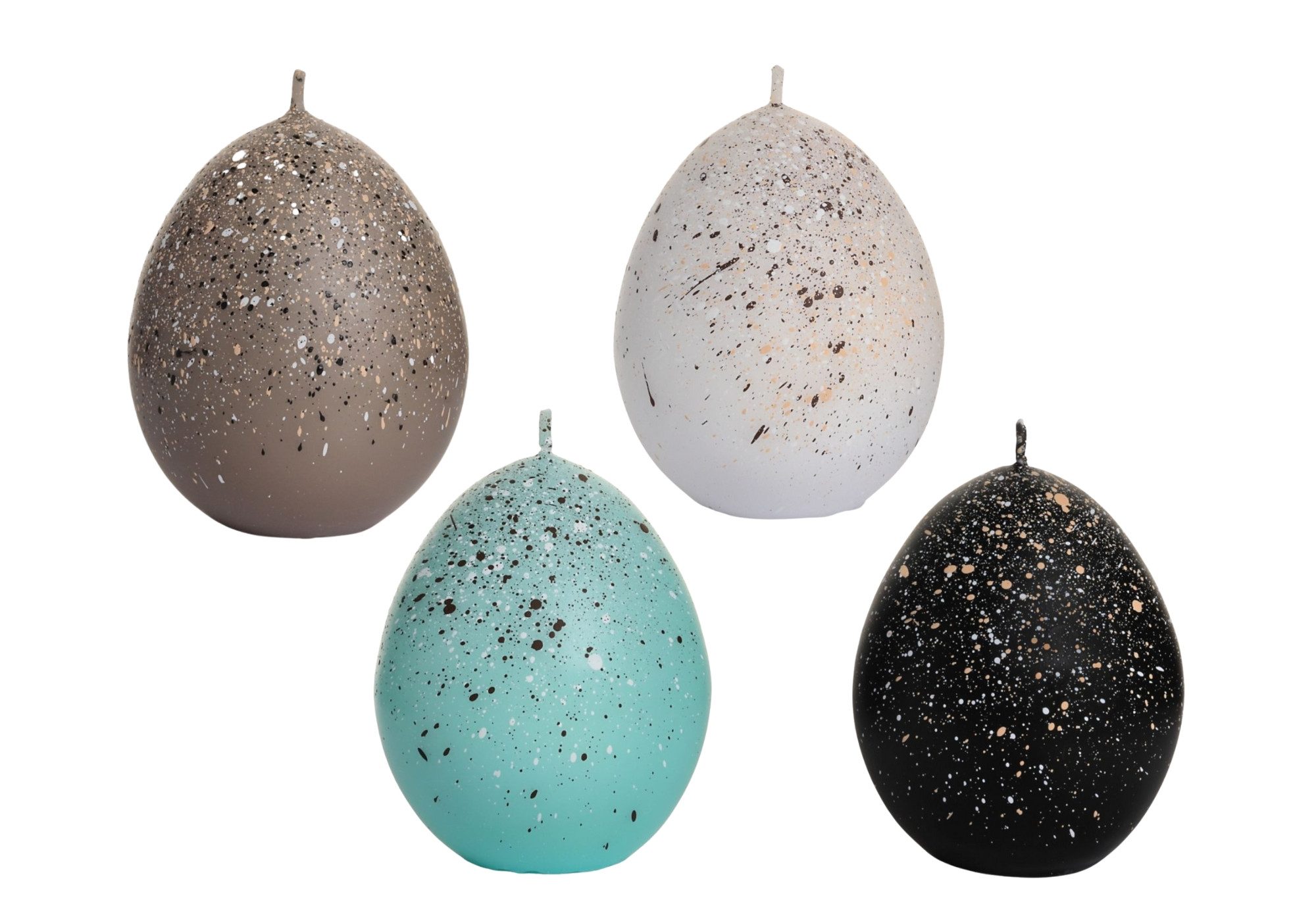 Dekohelden24 Formkerze Ostereikerzen 4er, Osternest mit Eikerze, verschieden Farben und Ausfü, Kerzen im Osterei-Design, türkis