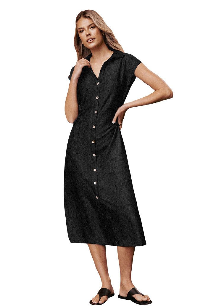 Cupshe Midikleid V-Ausschnitt vorne geknöpft Casual