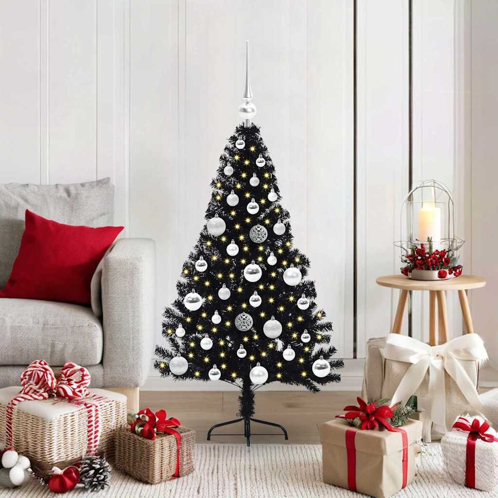 furnicato Künstlicher Weihnachtsbaum Schwarzer künstlicher Weihnachtsbaum 6x6 cm mit warmweißen