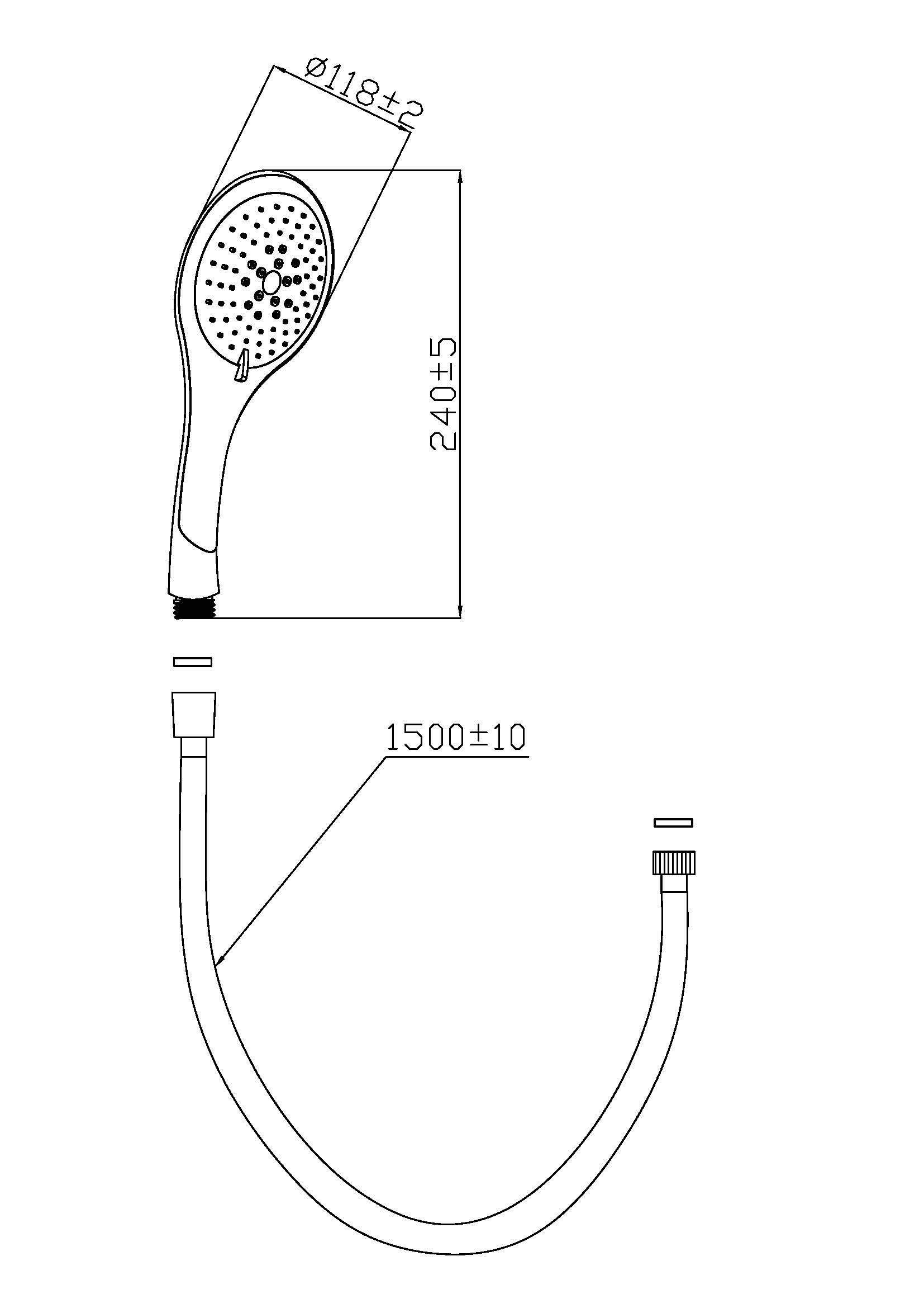 Chrom/Weiß Schütte Duschkopf mit BROADWAY, Schlauch, Brausekopf Handbrause 5 Funktionen, mit (Set),