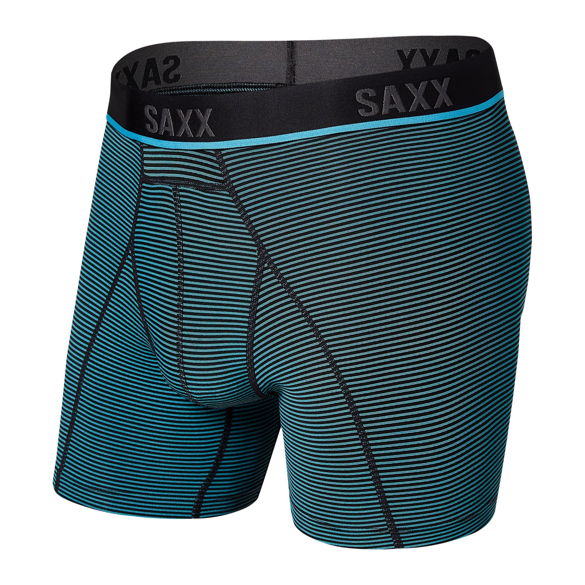 SAXX Lange Unterhose Saxx M Kinetic Light Compression Mesh Boxer Brief Cool Blue Mini Stripe
