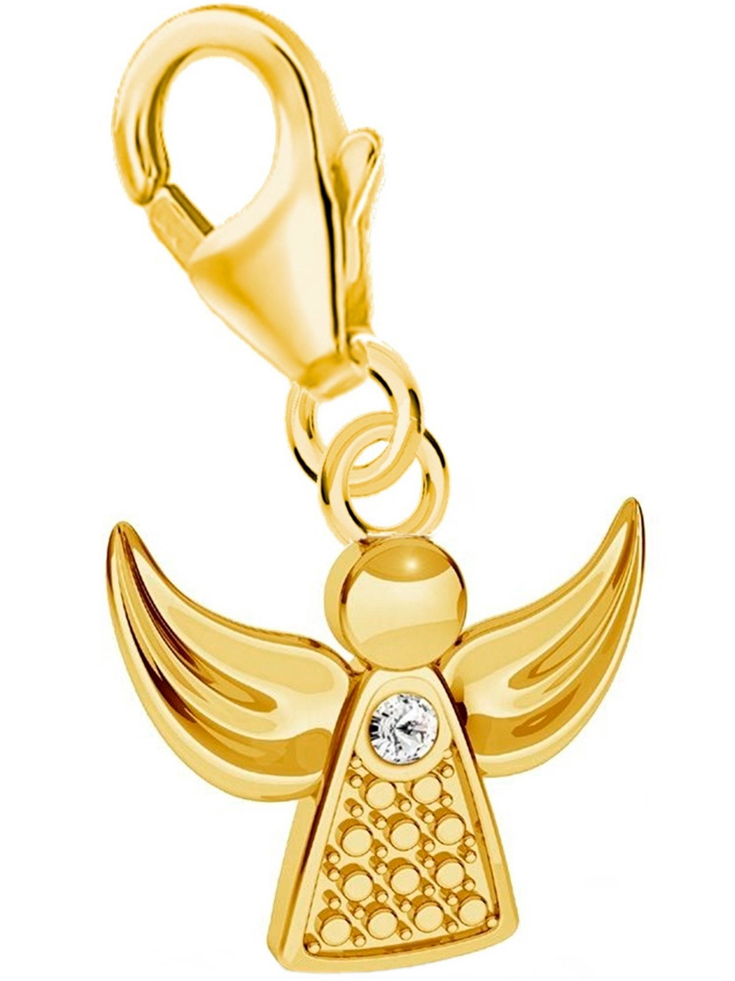 Goldene Hufeisen Charm Engel Zeitloser Schutz - Eleganter Engel Anhänger aus Echtsilber in Gold (inkl. Etui), 925 Sterling Silber, Hypoallergen