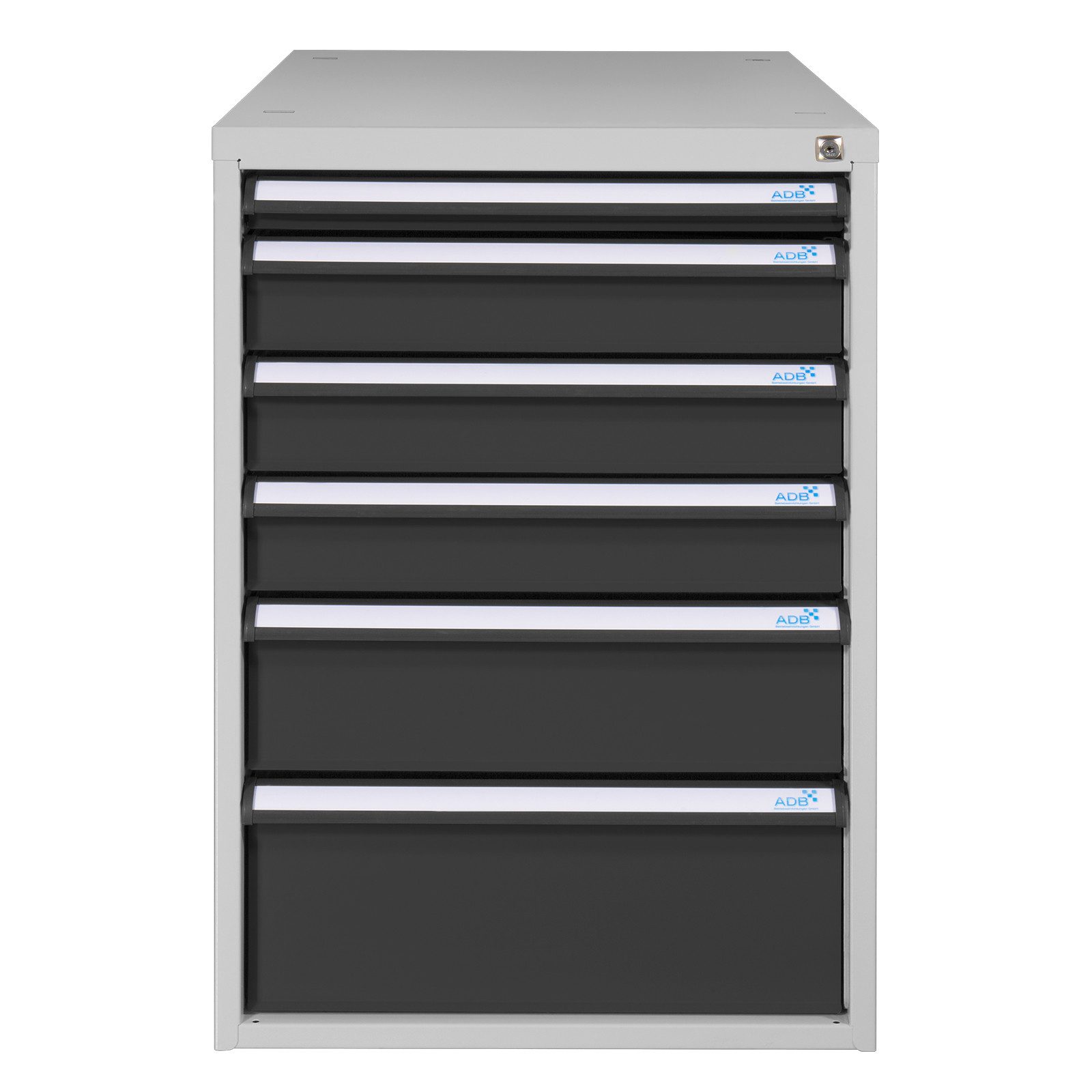 PROREGAL® Werkbank Schubladenbox mit 6 Schubladen für Werkbank Rhino, Grau/Blau