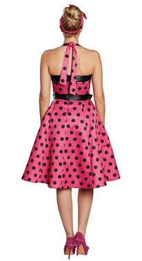 Karneval-Klamotten Kostüm 50er Jahre Damenkostüm pink schwarz, Schulterfreies Rock 'n Roll Kleid im Stil der 50er mit Gürtel