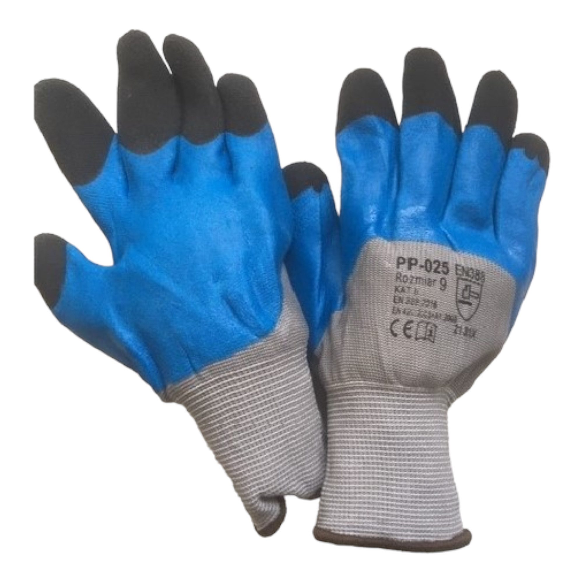 Arbeitshandschuhe Arbeitshandschuhe - K033 Flex, Latexschaum mit Textilbundchen, blau m