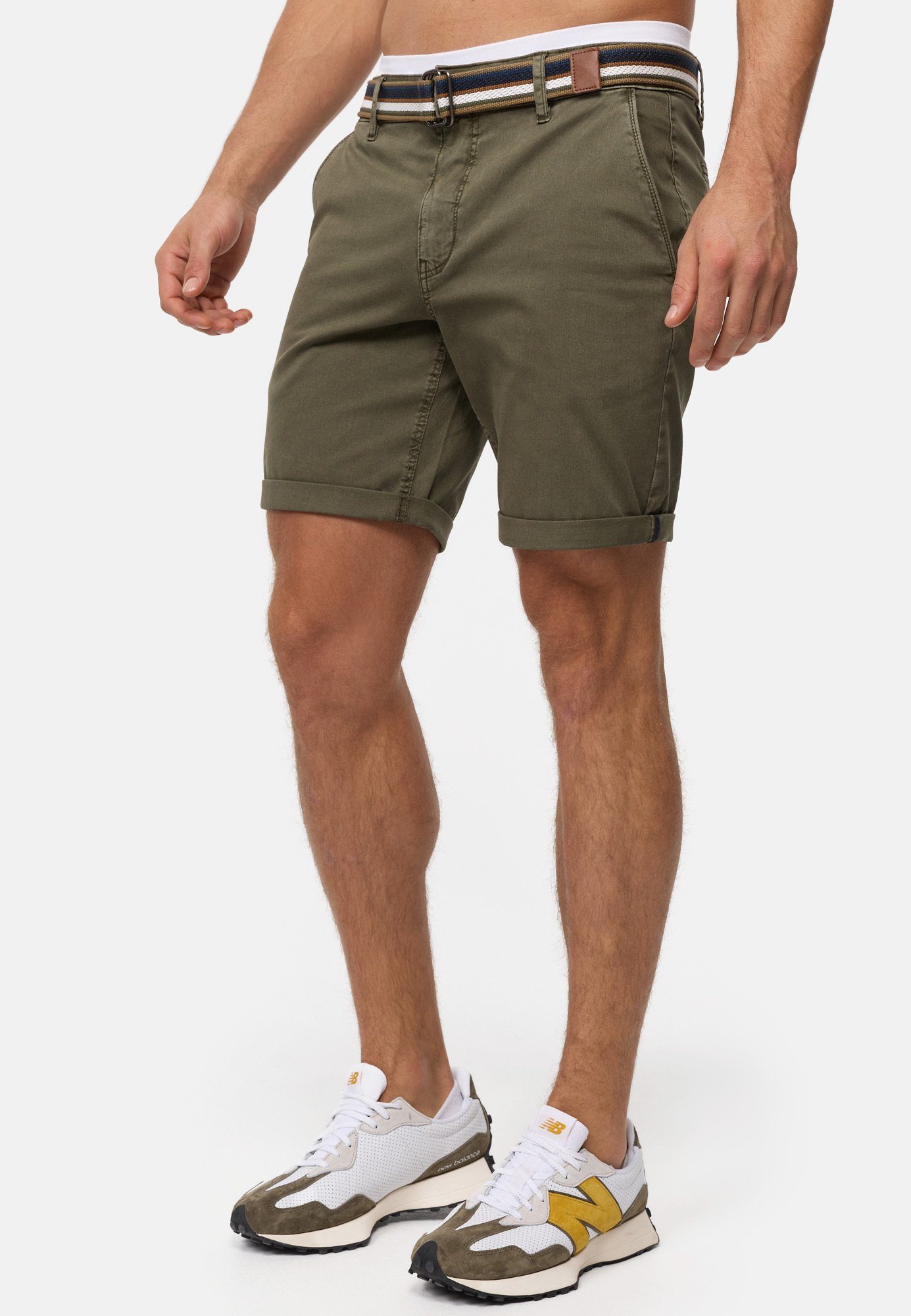 Indicode Chinoshorts Herren INCunning Chino Shorts Herrenshorts aus elastischer Baumwoll-Qualität, inkl. Gürtel