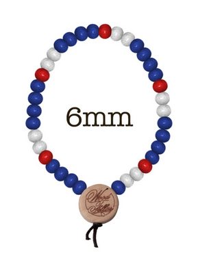 WOOD FELLAS Armband WOOD FELLAS Arm-Schmuck stylisches Armband mit Holz-Perlen Deluxe Pearl Bracelet Holzanhänger Blau/Rot/Weiß