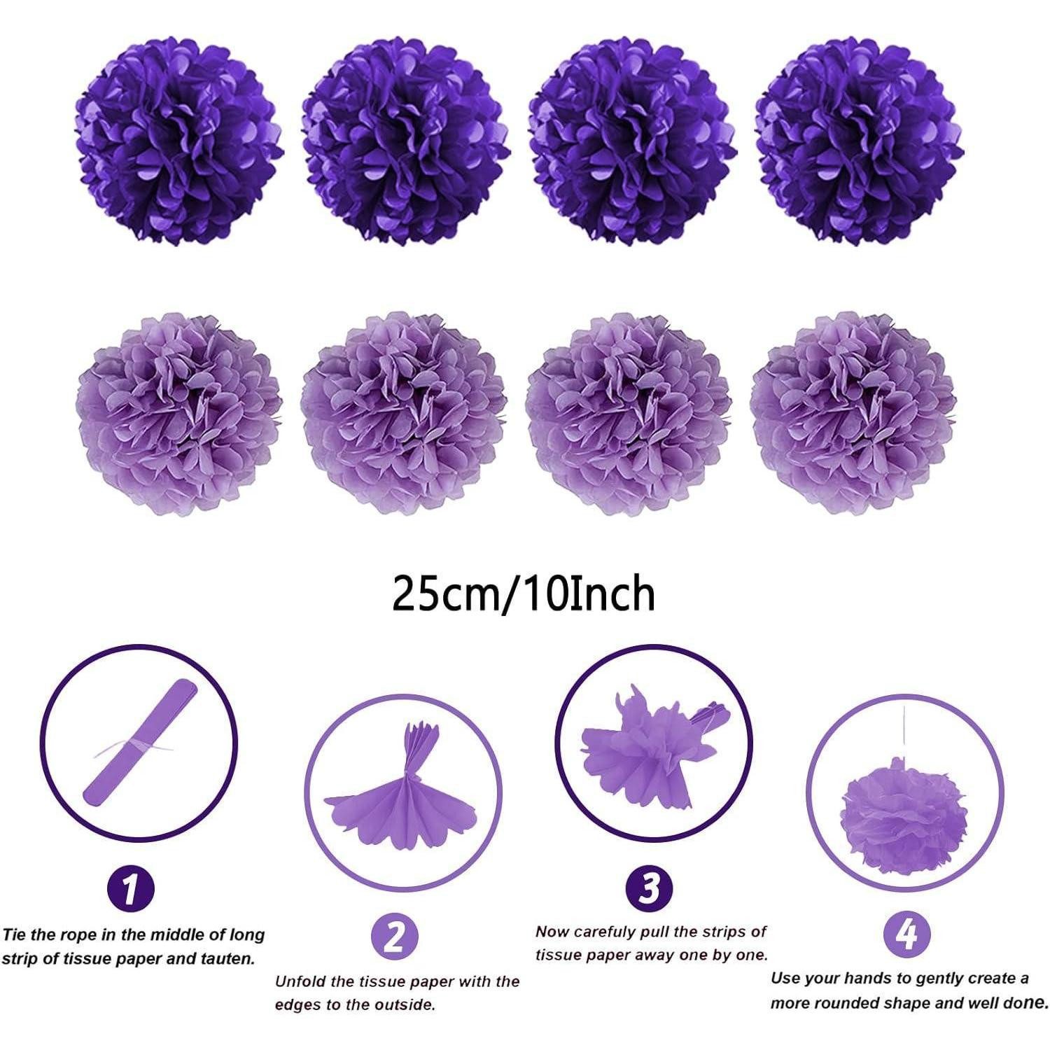 LuxusKollektion Girlande Party Deko Set lila Papier Pompoms Girlande Geburtstag Hochzeiten