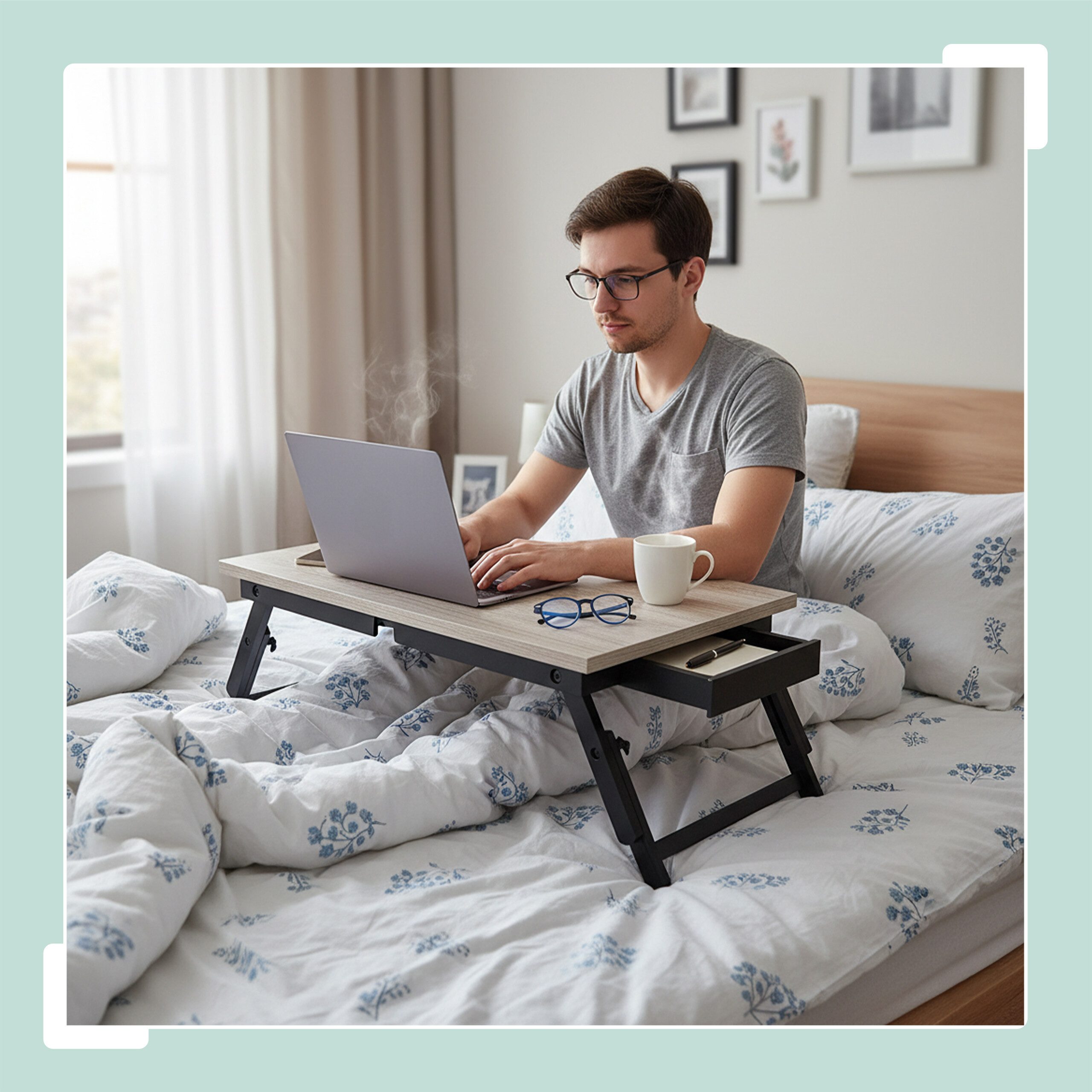 relaxdays Laptoptisch Höhenverstellbarer Laptoptisch, Grau-Schwarz