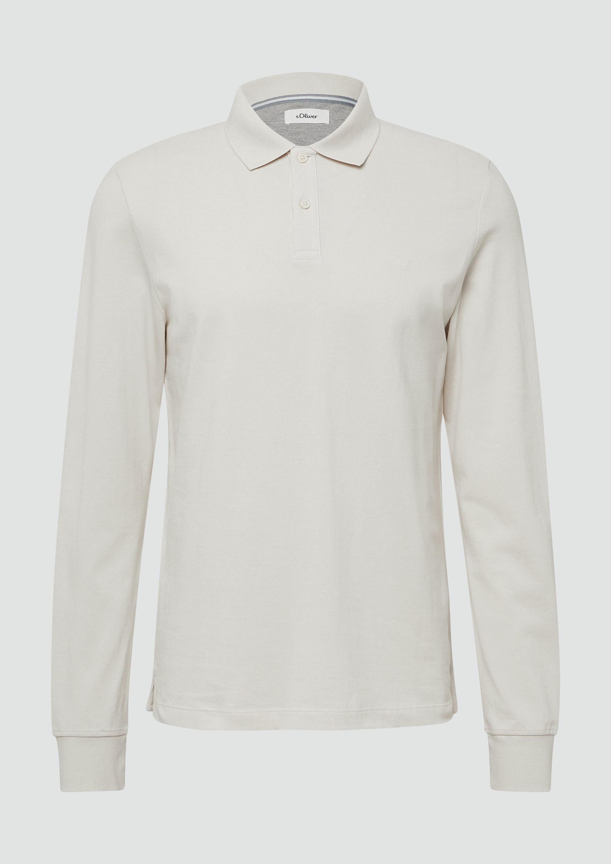 s.Oliver Langarmshirt Polo-Shirt Langarm-Poloshirt aus Baumwoll-Piqué mit Bündchen