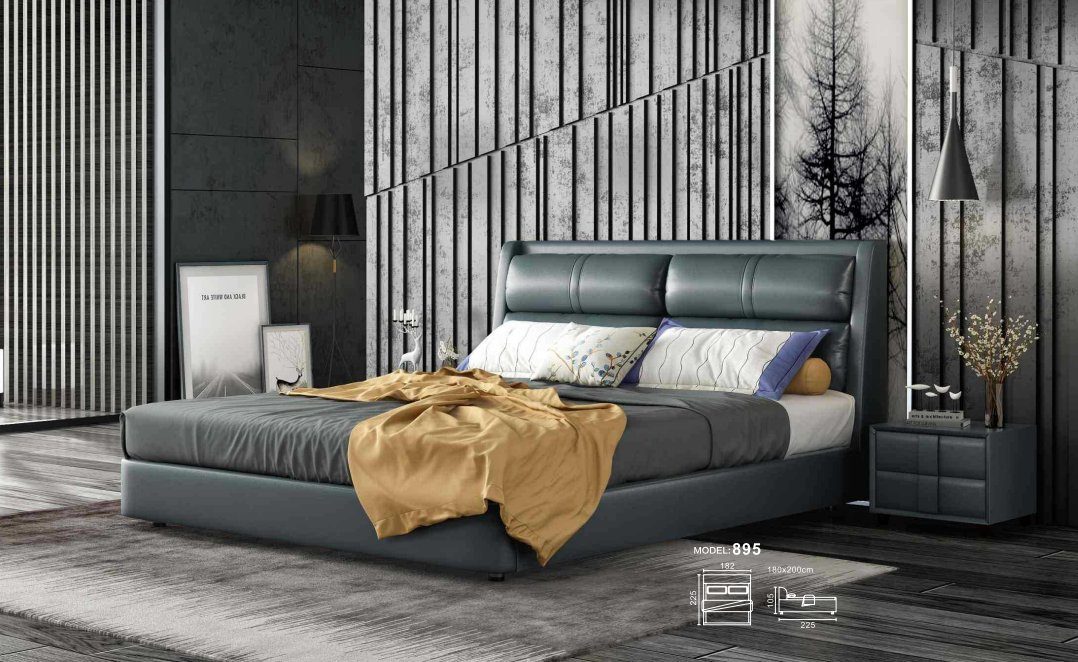 JVmoebel Bett, Leder Bett Betten Design Polster Zimmer Luxus Doppel Schlaf Hotel