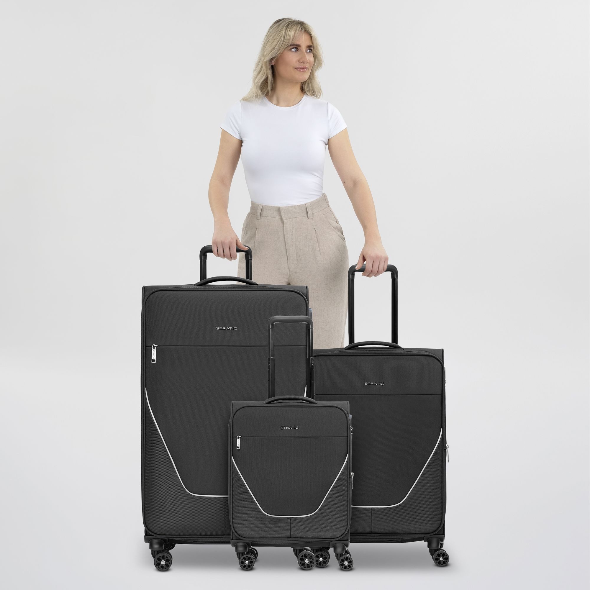 Stratic Trolleyset taska, 4 Rollen, (3-teilig, 3 tlg), Polyester günstig online kaufen