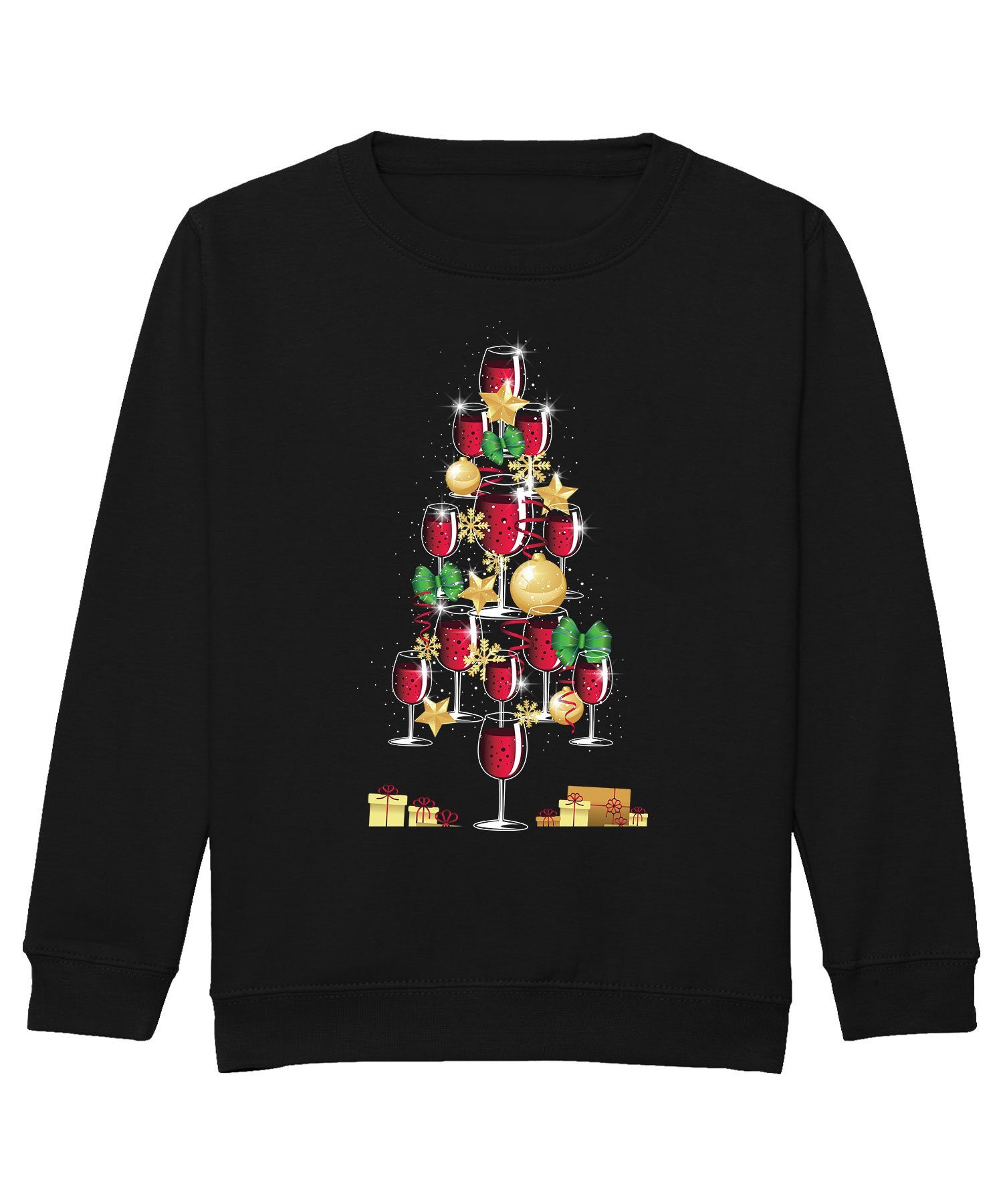 Sweatshirt Quattro Pullover Formatee Weihnachten Weintrinker Weihnachtsbaum (1-tlg) Kinder Sweatshirt Wein