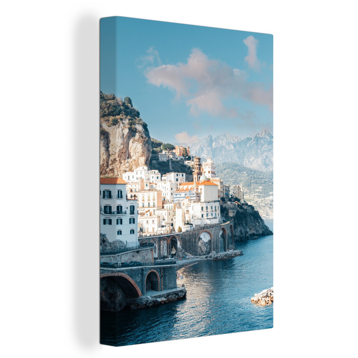 OneMillionCanvasses® Leinwandbild Italien - Bergen - Huizen, (1 St), Leinwandbild fertig bespannt inkl. Zackenaufhänger, Gemälde, 20x30 cm