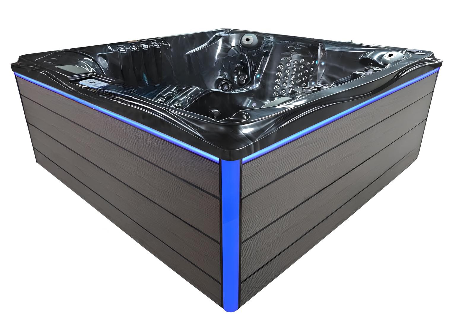 JVmoebel Whirlpool-Badewanne Outdoor Whirlpool Schwarz 230x230cm Hydromassage Acryl Hot Tub, Made in Europe