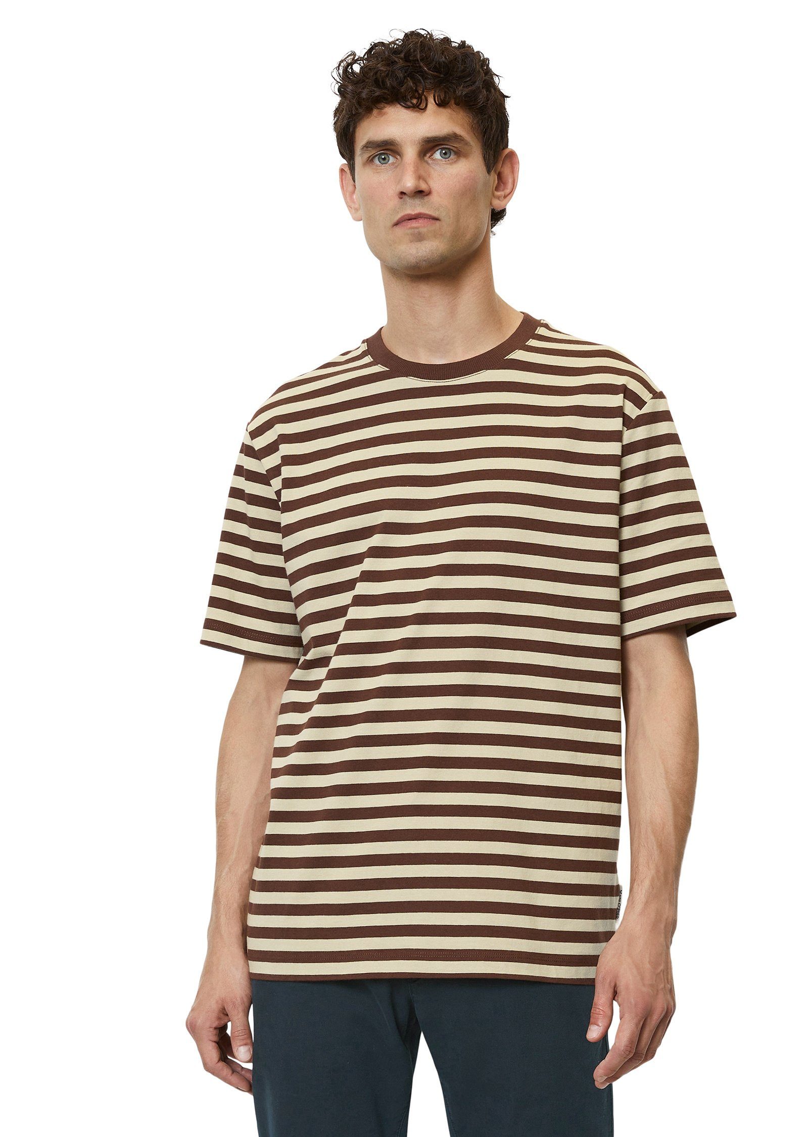 T-Shirt braun O'Polo in Marc schwerer Heavy-Jersey-Qualität