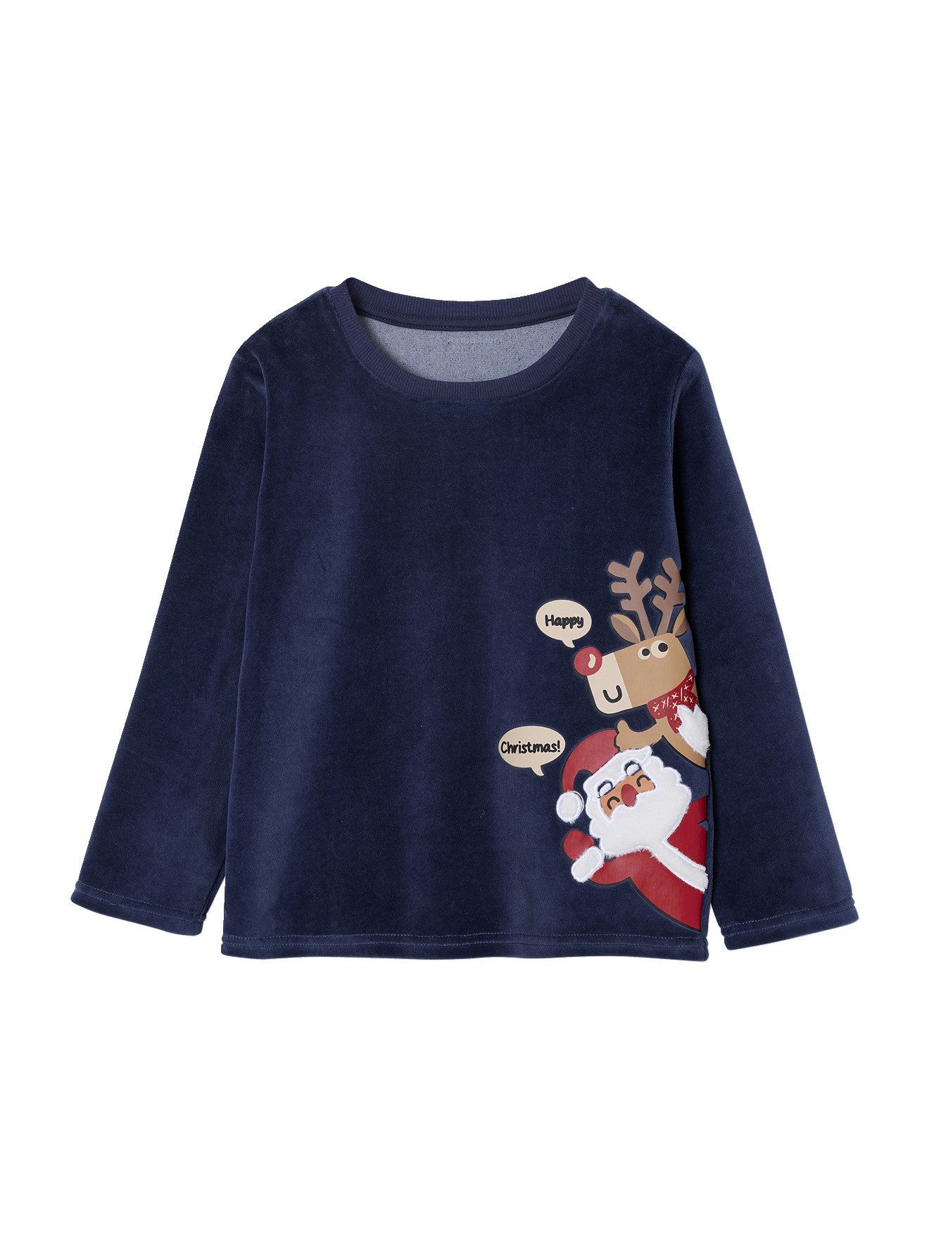 vertbaudet Schlafanzug Schlafanzug Samt Weihnachten Jungen Weihnachtsmotiv – Bild 2 von 5