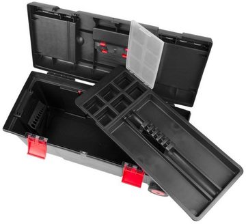 PROREGAL® Werkzeugbox Kunststoff-Werkzeugkofferwagen 66x30x32cm verstellbarer Griff