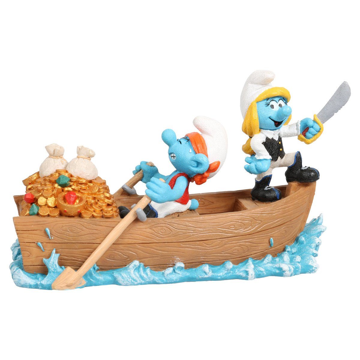 Aquariendeko Aquariendekoration Schlümpfe Piraten auf dem Wasser