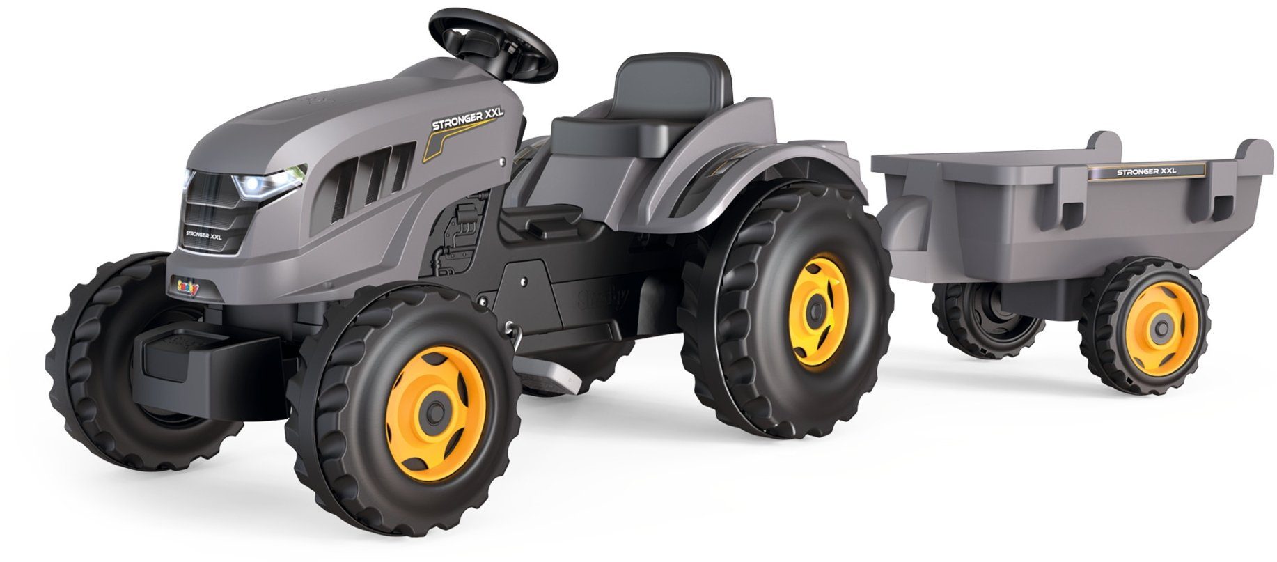 Smoby Trettraktor Outdoor Spielzeug Traktor mit Anhänger Stronger XXL schwarz 7600710202