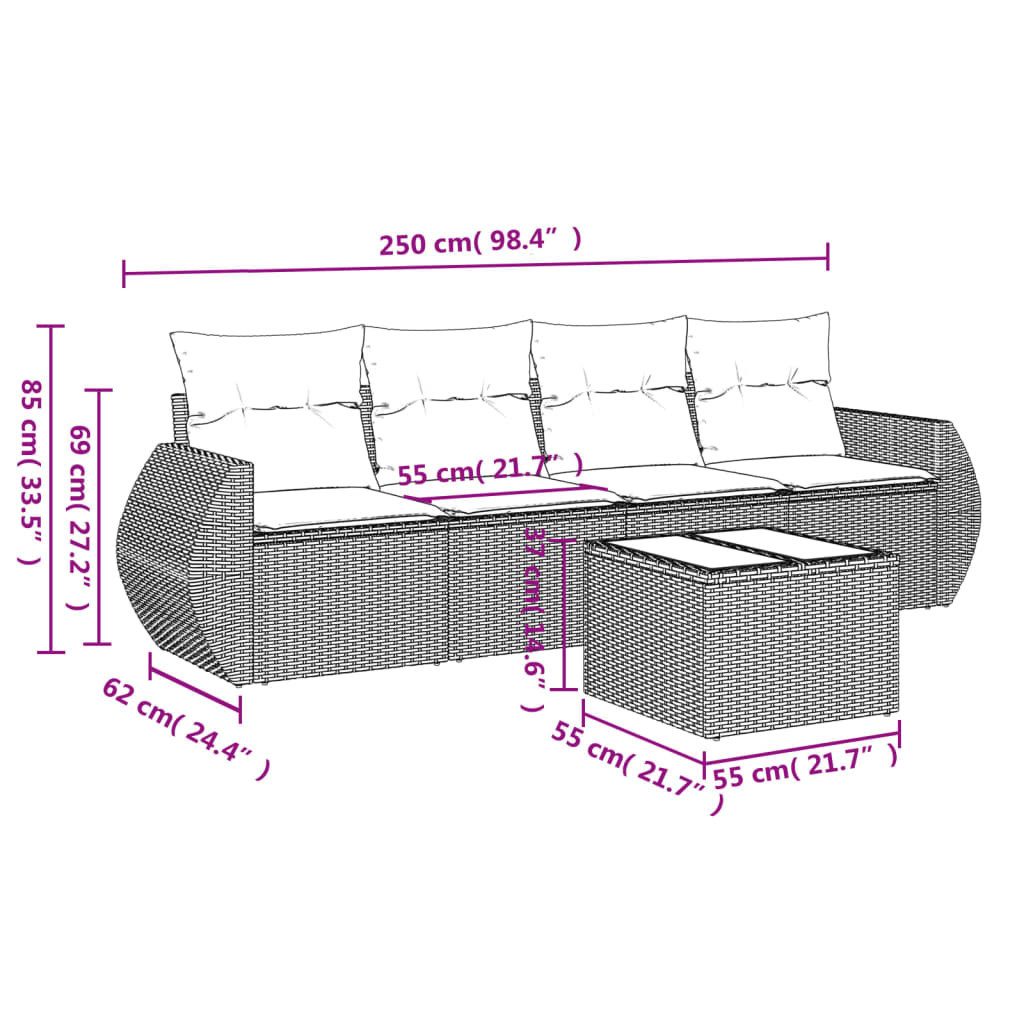 vidaXL Gartenlounge-Set 5-tlg. Garten-Sofagarnitur mit Kissen günstig online kaufen