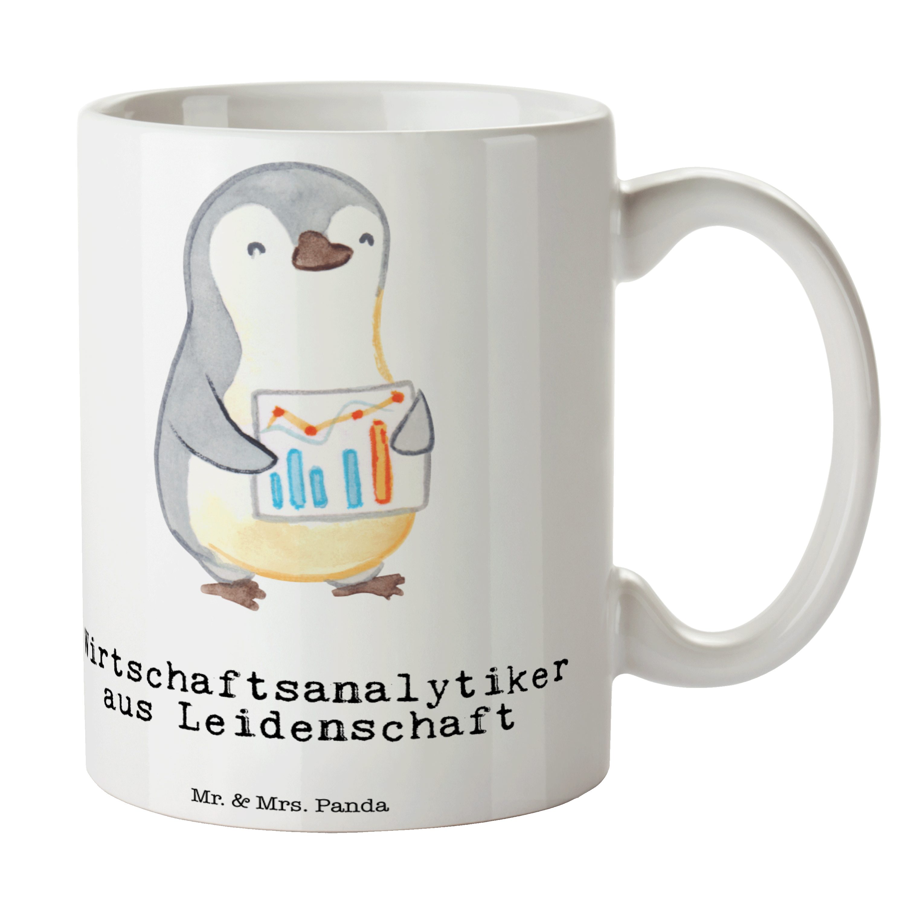 Mr. & Mrs. Panda Tasse Wirtschaftsanalytiker aus Leidenschaft - Weiß - Geschenk, Kaffeebeche, Keramik