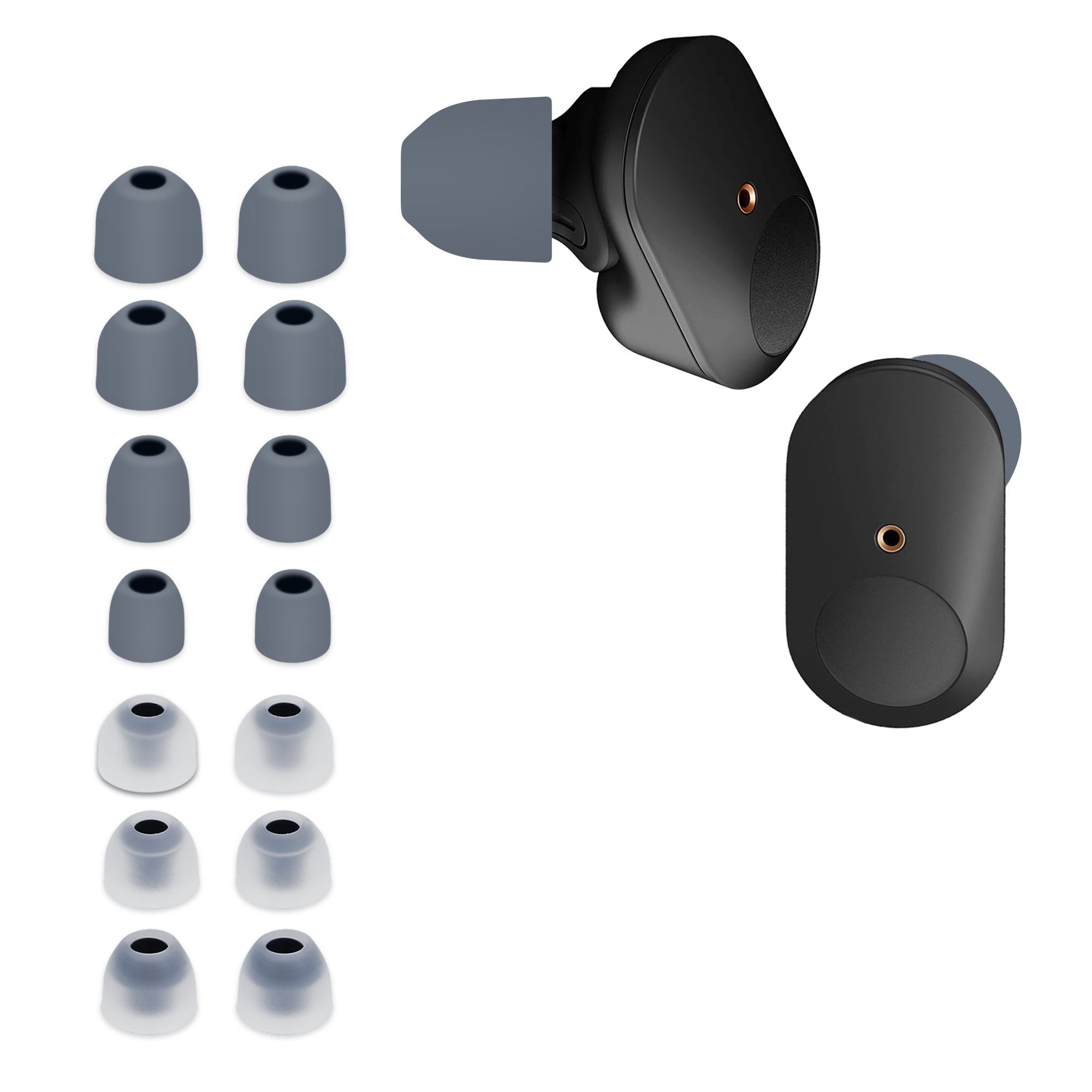 kwmobile 14x Ersatzpolster für Sony Grau WF-1000XM3 WF-1000XM4 In-Ear Ohrpolster Silikon Headphones) Größen (4 WF-1000XM5 - Sony / Ohrstöpsel Ersatz / für