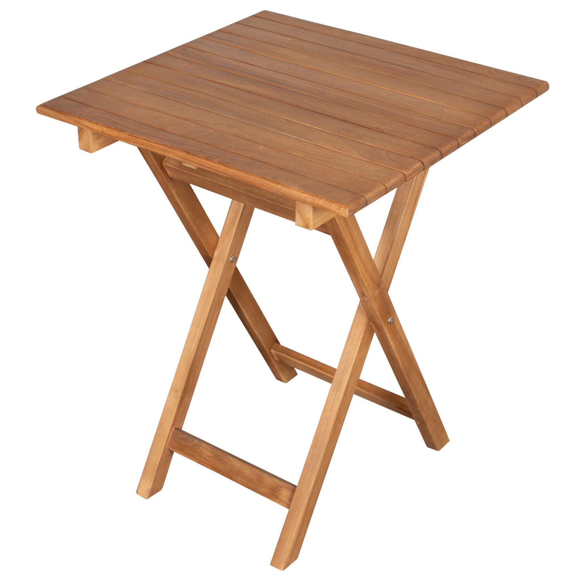 bene living Klapptisch Porton 60 x 60 cm - Teakholz (1-St), Klapptisch mit schöner naturbelassener Tischplatte