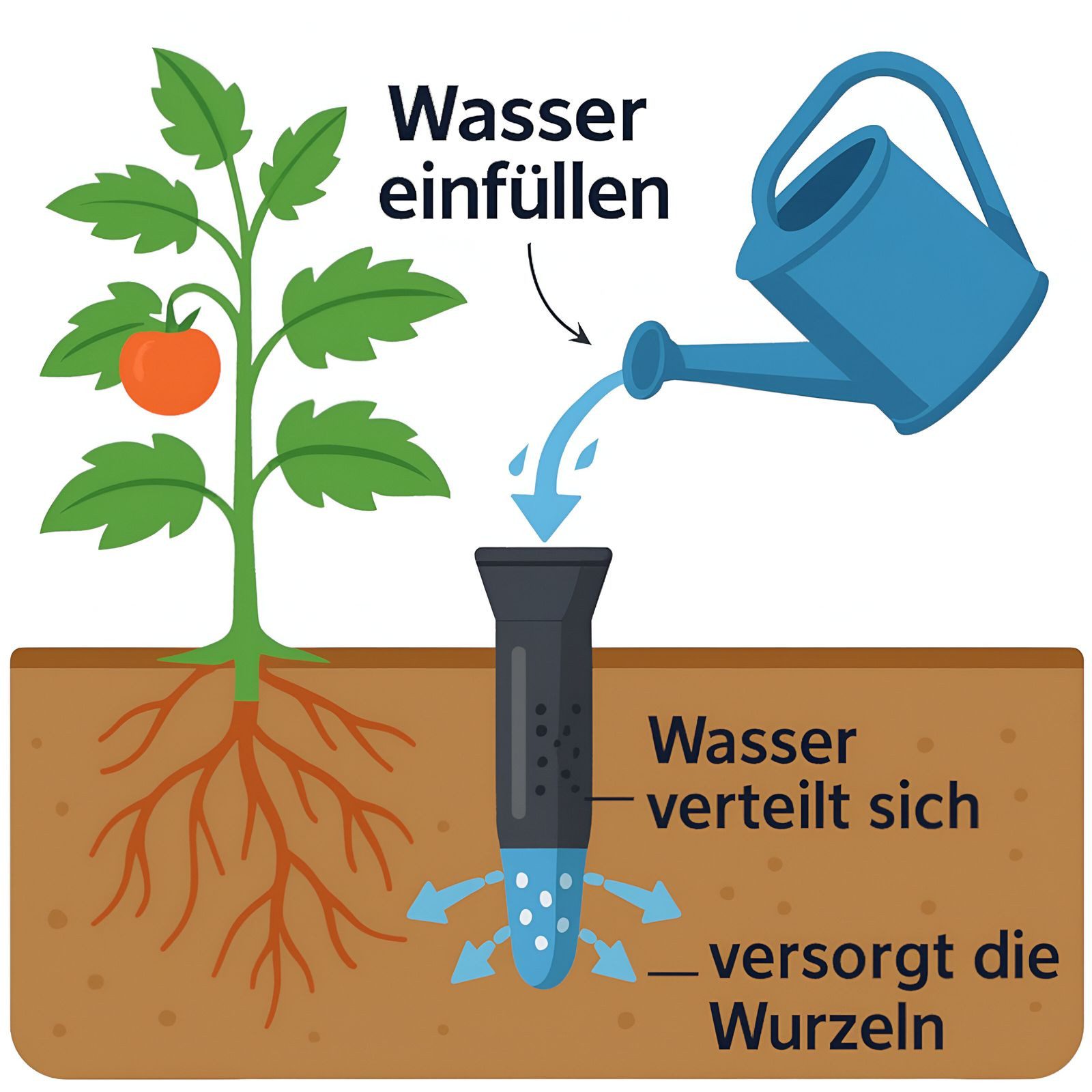 BURI Regner Wurzelgießer 30cm, Wurzel Bewässerung Bewässerungshilfe Dünger Wasser
